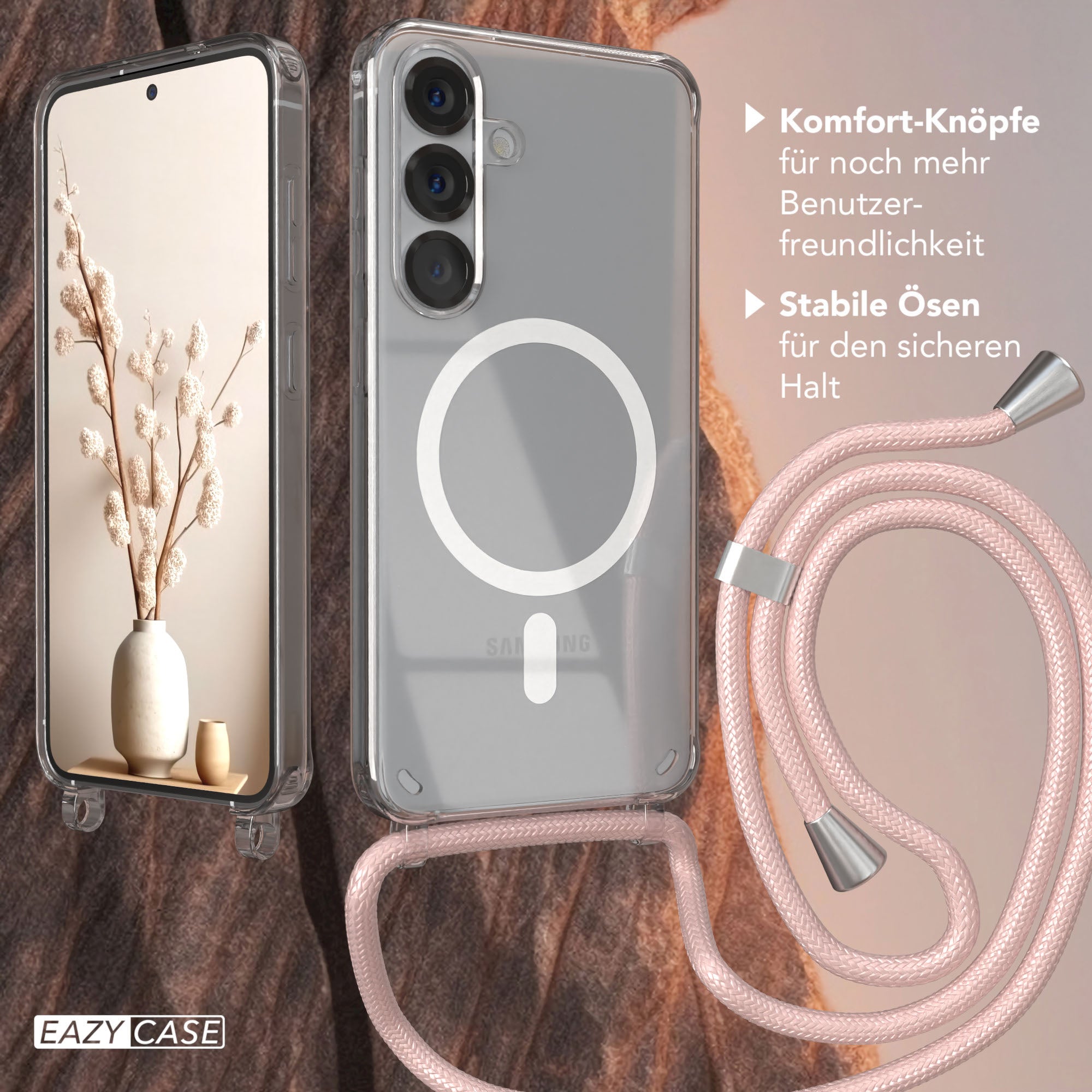 Galaxy S25 transparente Hülle + Kordel mit MagSafe