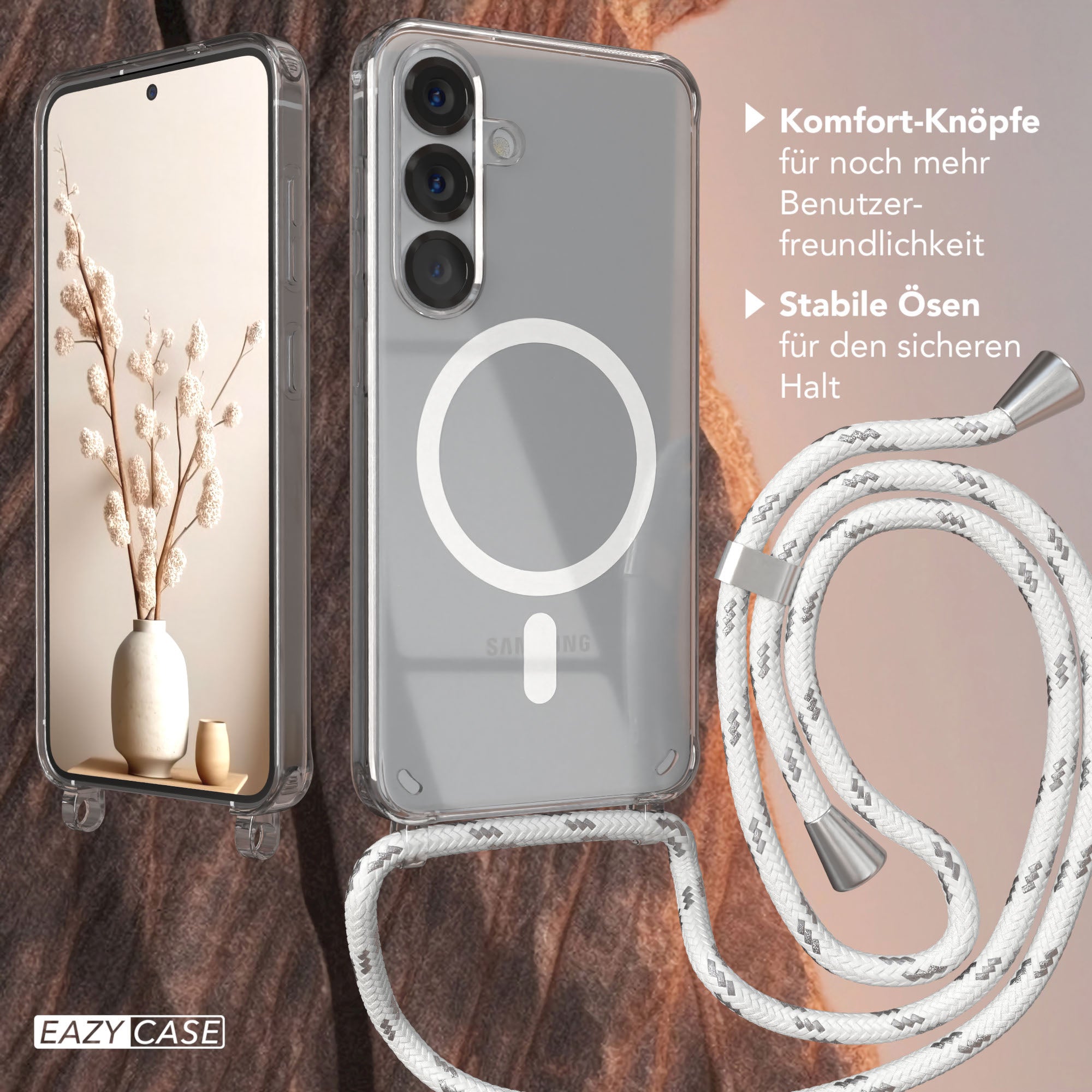 Galaxy S25 transparente Hülle + Kordel mit MagSafe