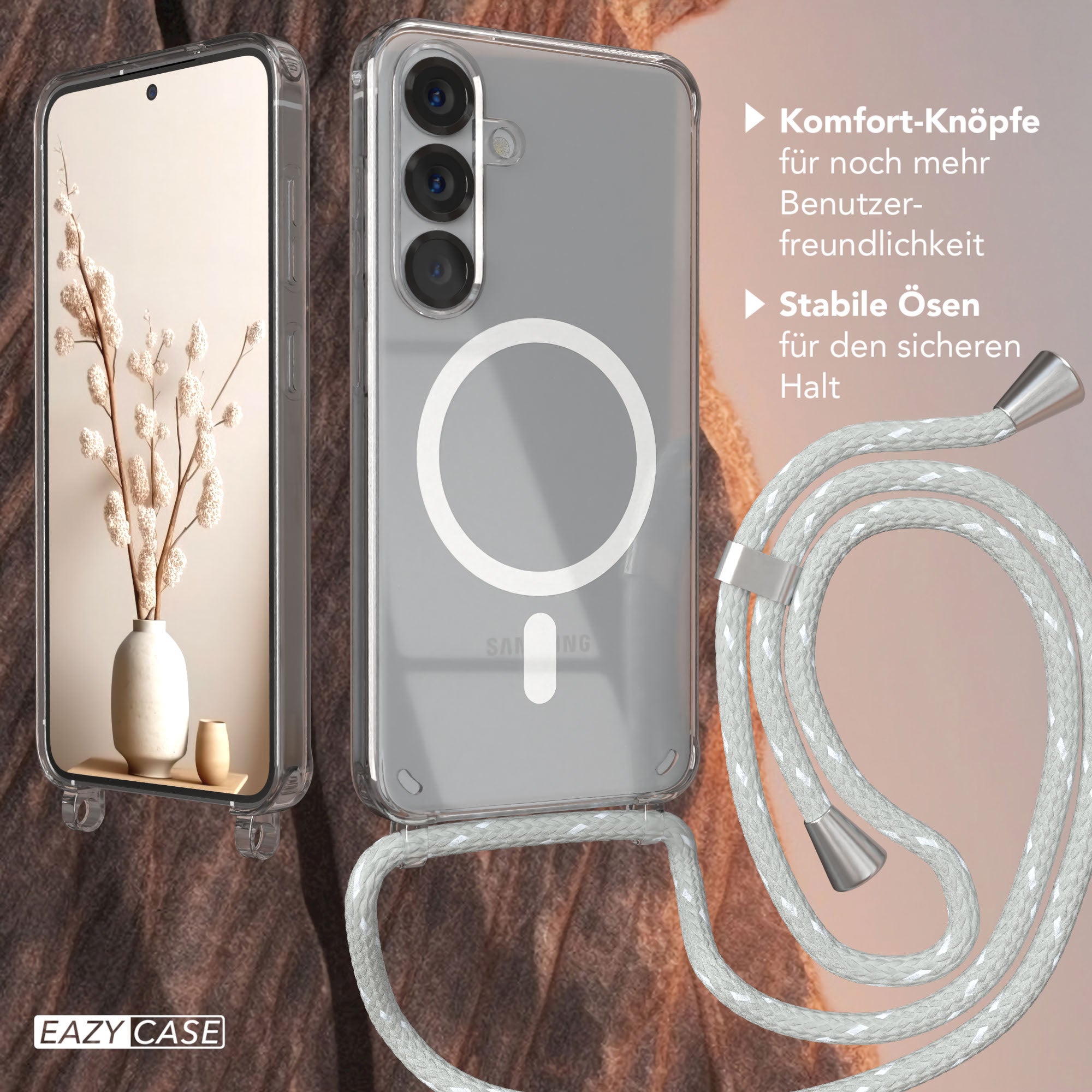 Galaxy S25 transparente Hülle + Kordel mit MagSafe