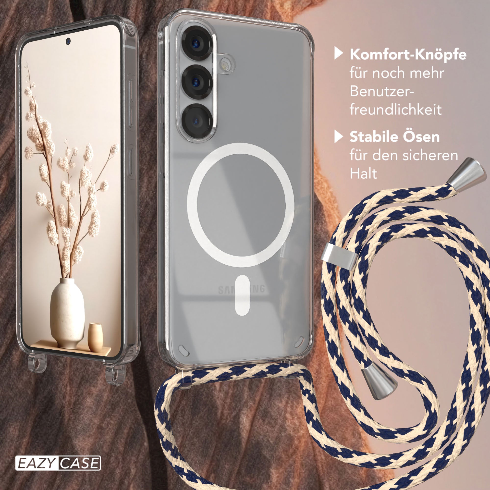 Galaxy S25 transparente Hülle + Kordel mit MagSafe