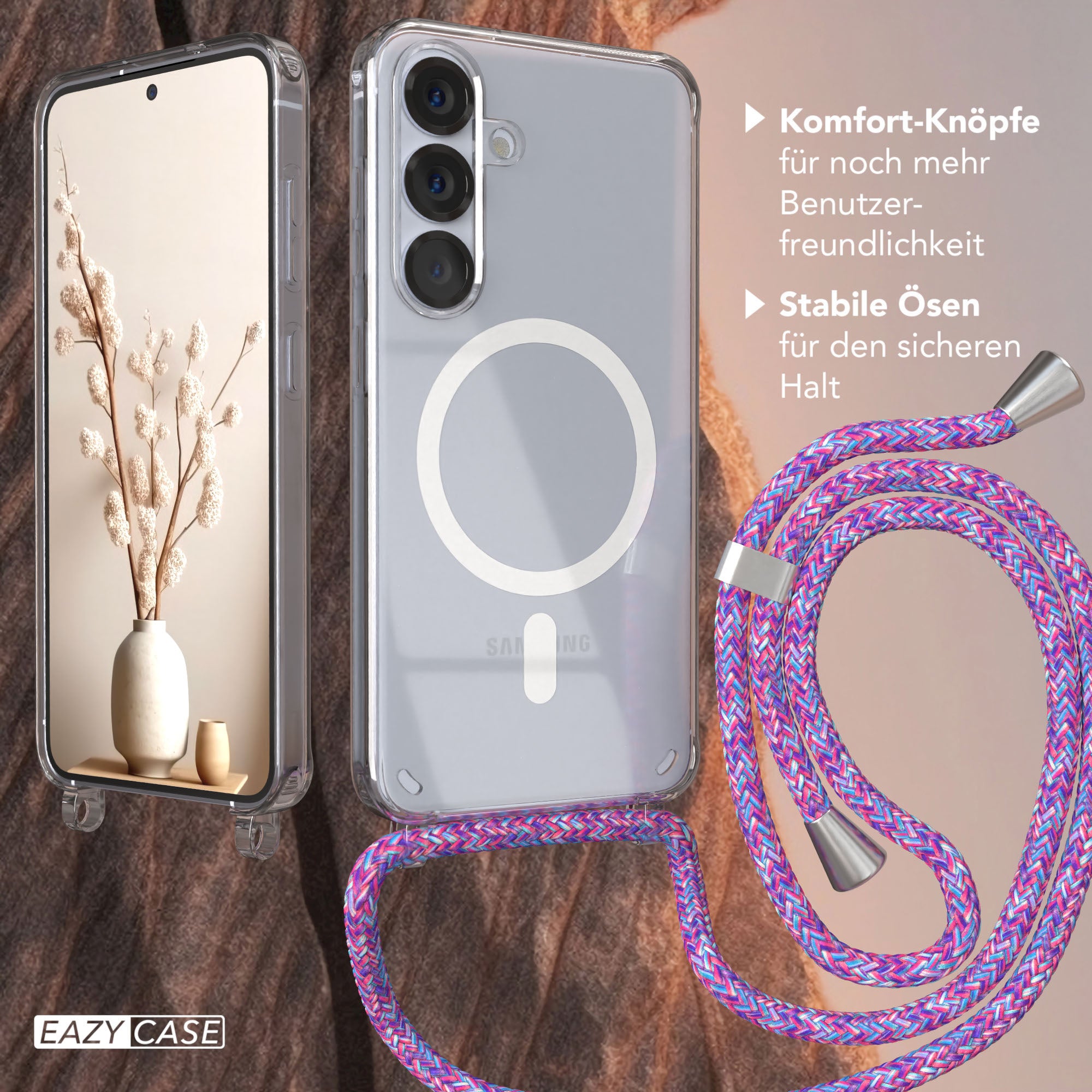 Galaxy S25 transparente Hülle + Kordel mit MagSafe