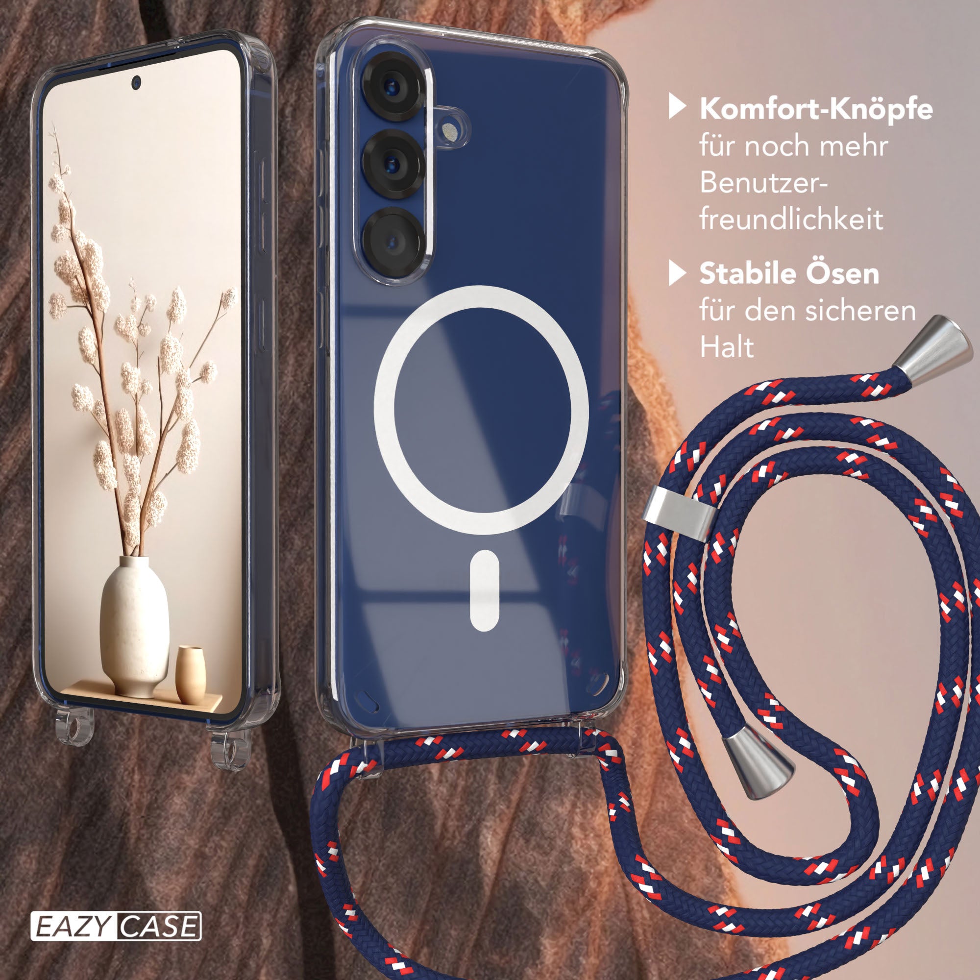 Galaxy S25 transparente Hülle + Kordel mit MagSafe