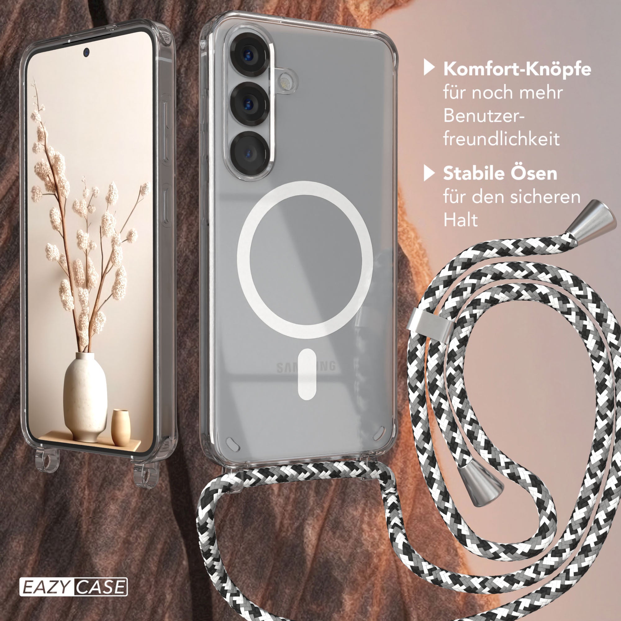 Galaxy S25 transparente Hülle + Kordel mit MagSafe