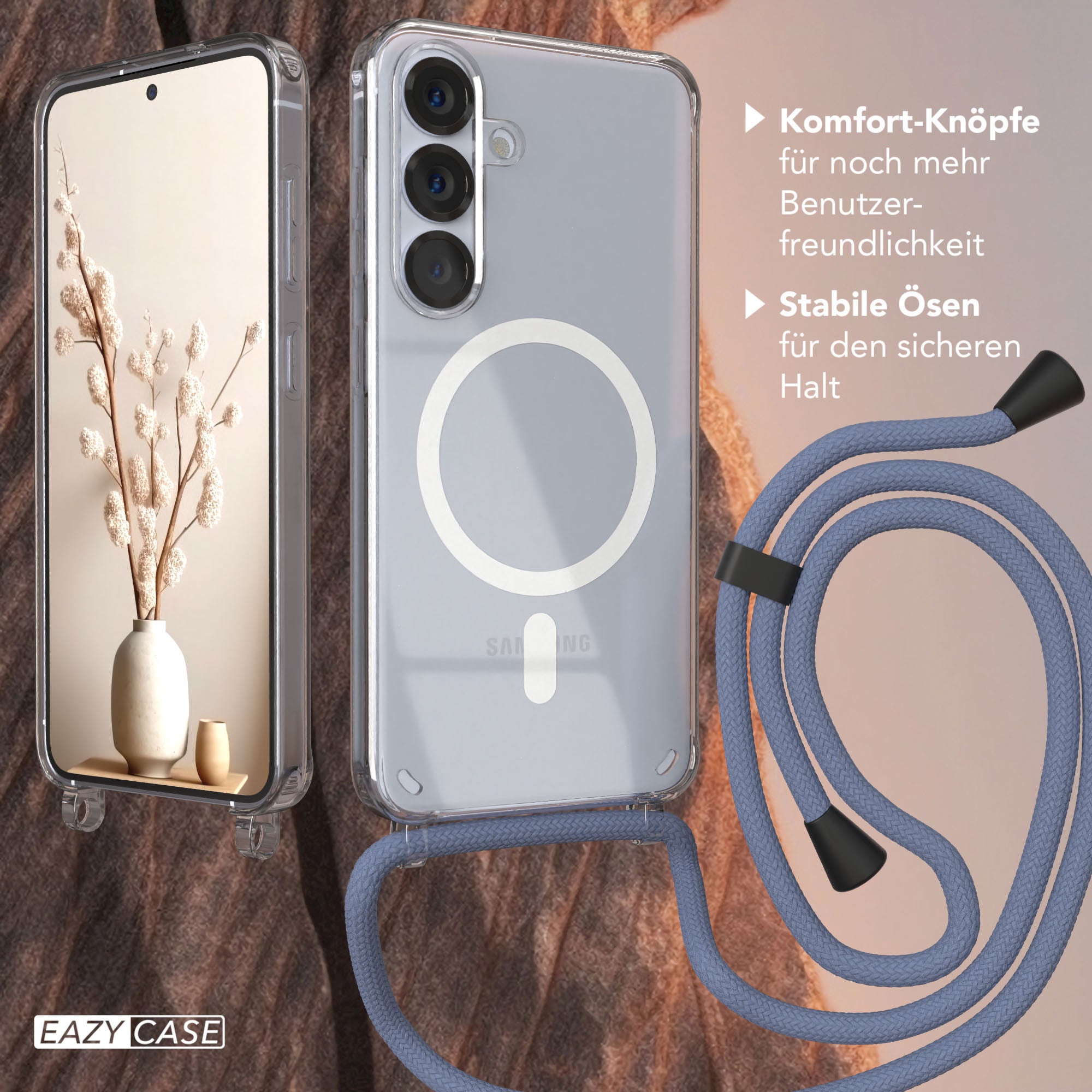 Galaxy S25 transparente Hülle + Kordel mit MagSafe