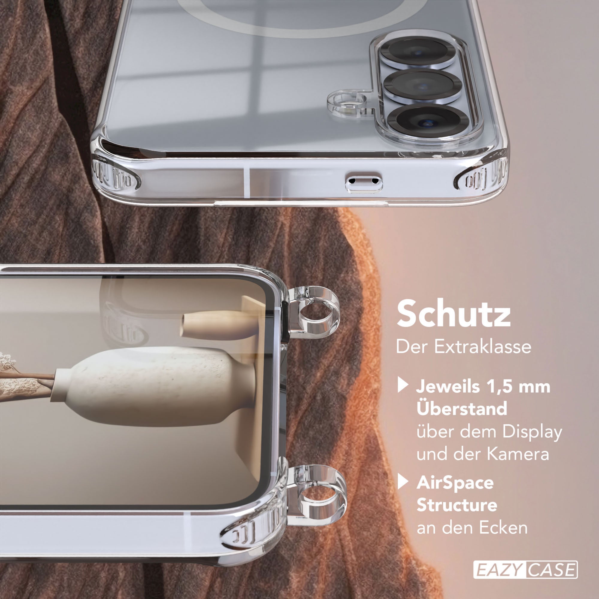 Galaxy S25 transparente Hülle + Kordel mit MagSafe