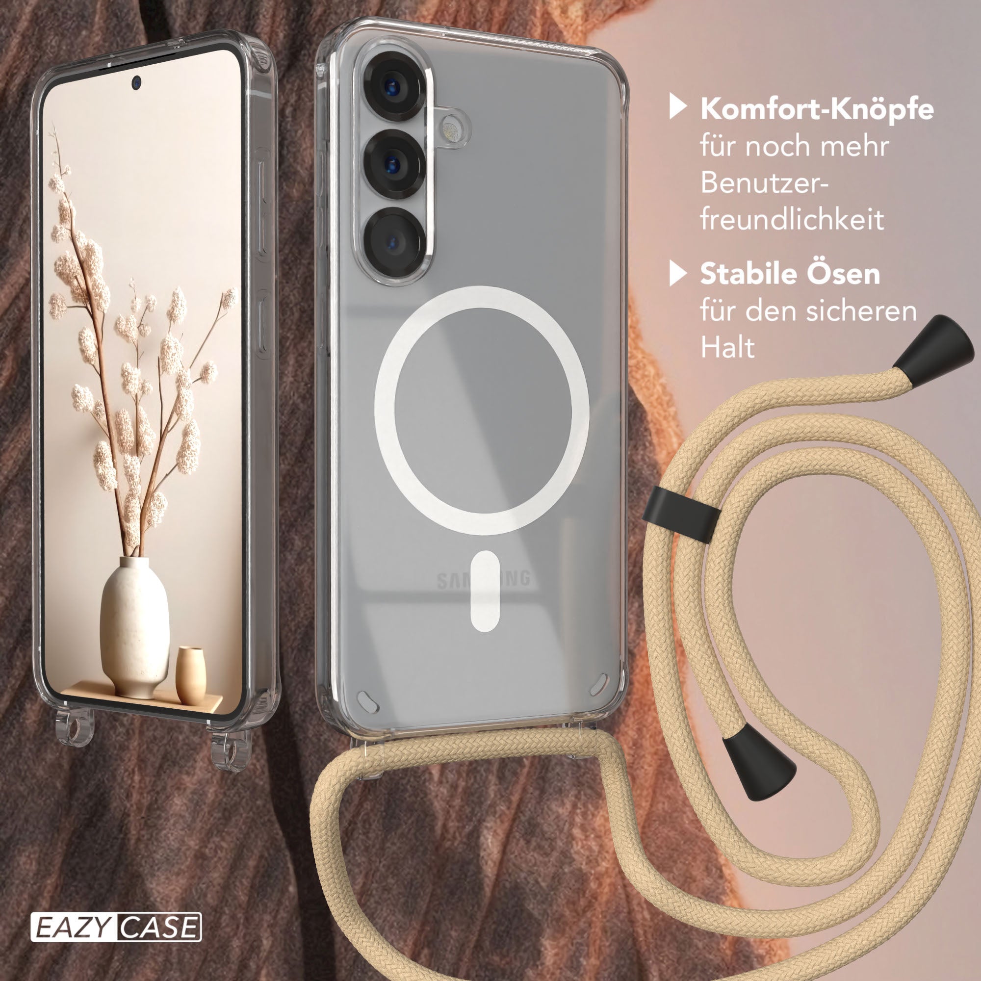 Galaxy S25 transparente Hülle + Kordel mit MagSafe