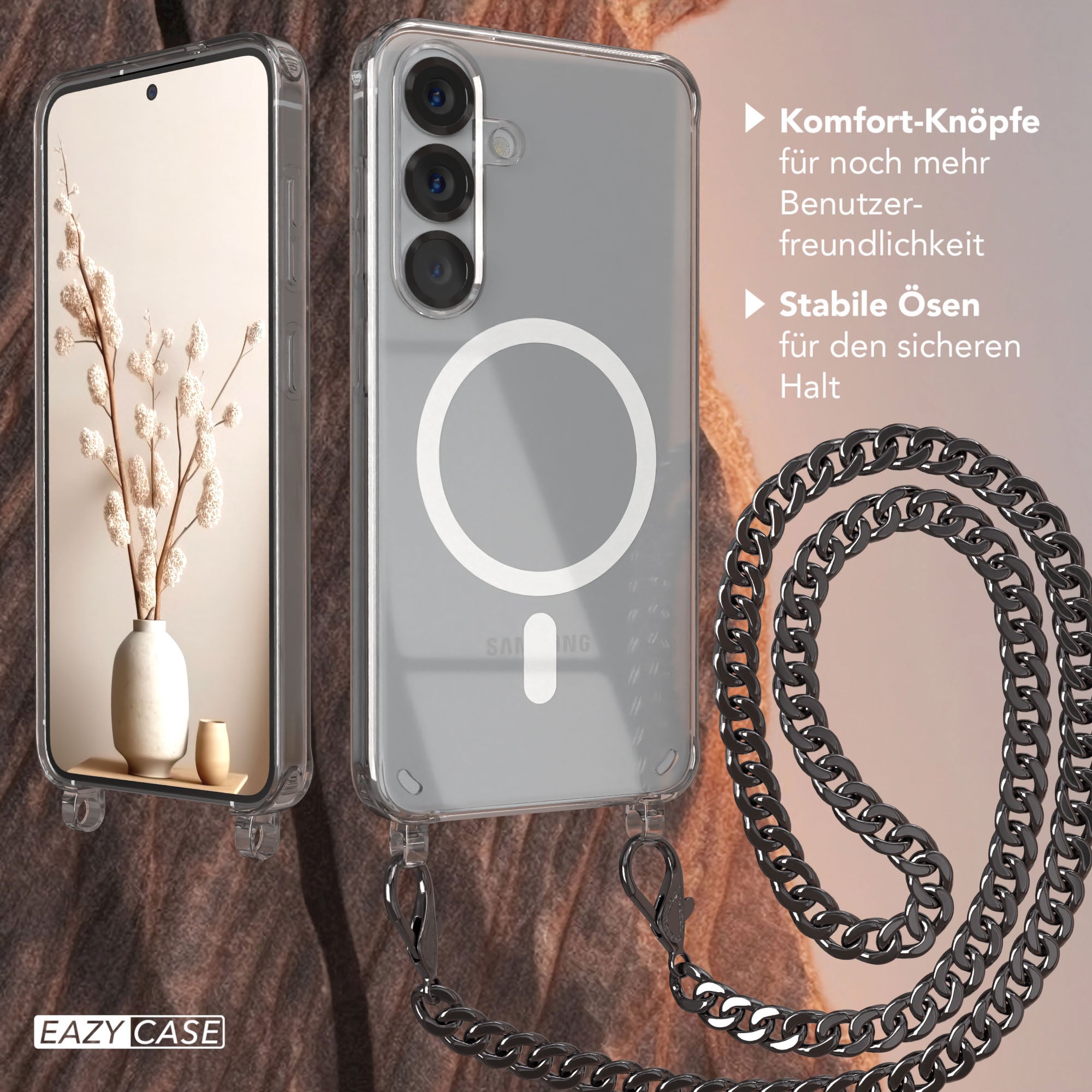 Galaxy S25 transparente Hülle + Kordel mit MagSafe