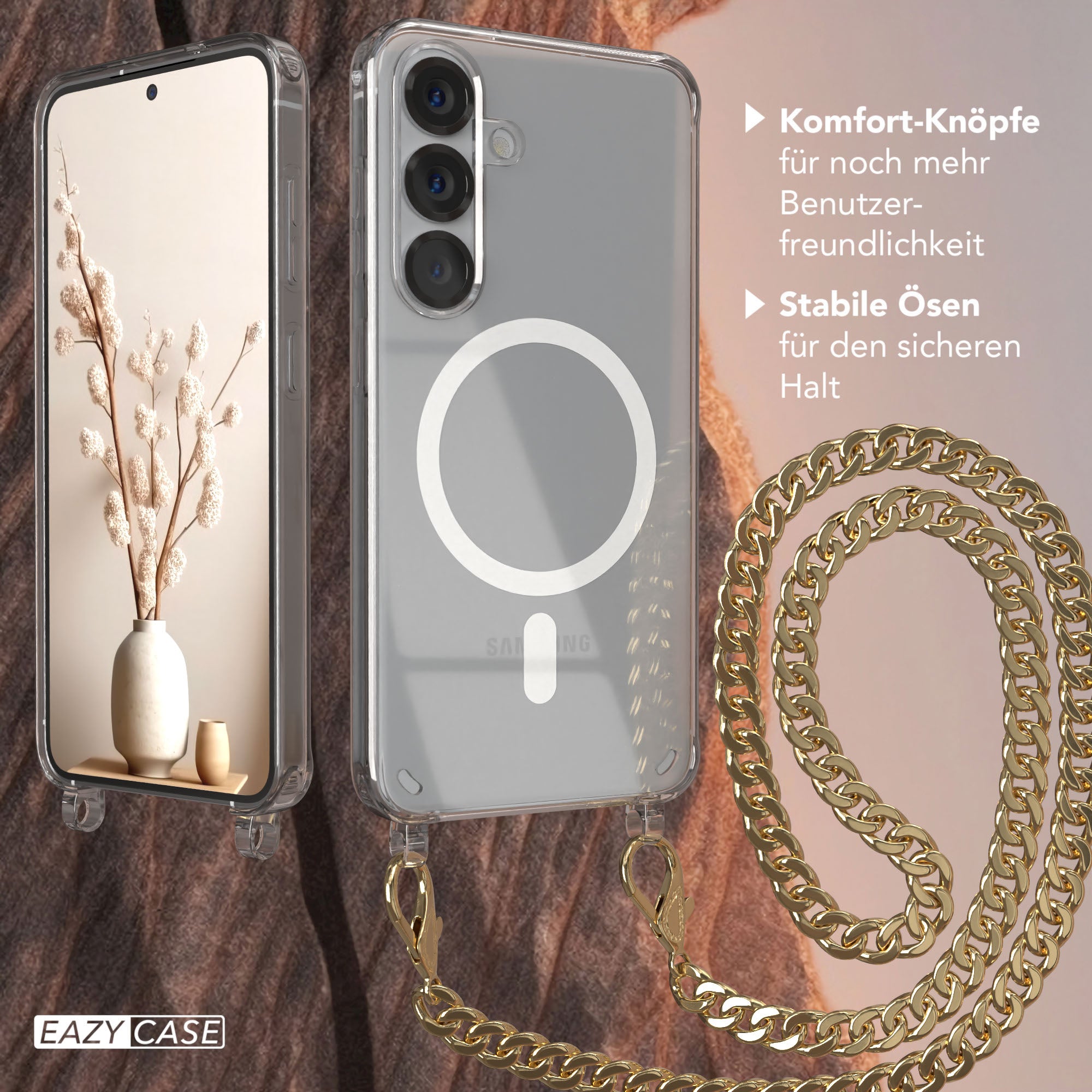 Galaxy S25 transparente Hülle + Kordel mit MagSafe