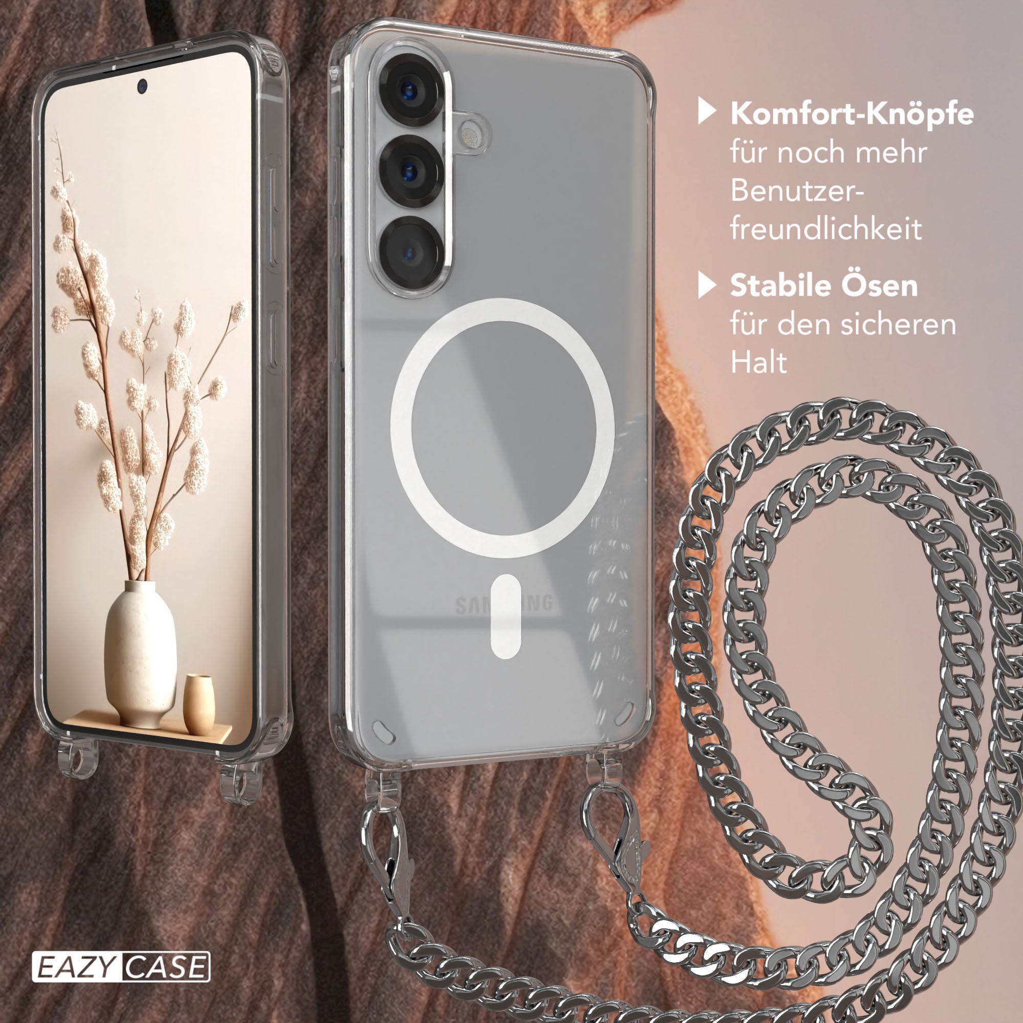 Galaxy S25 transparente Hülle + Kordel mit MagSafe