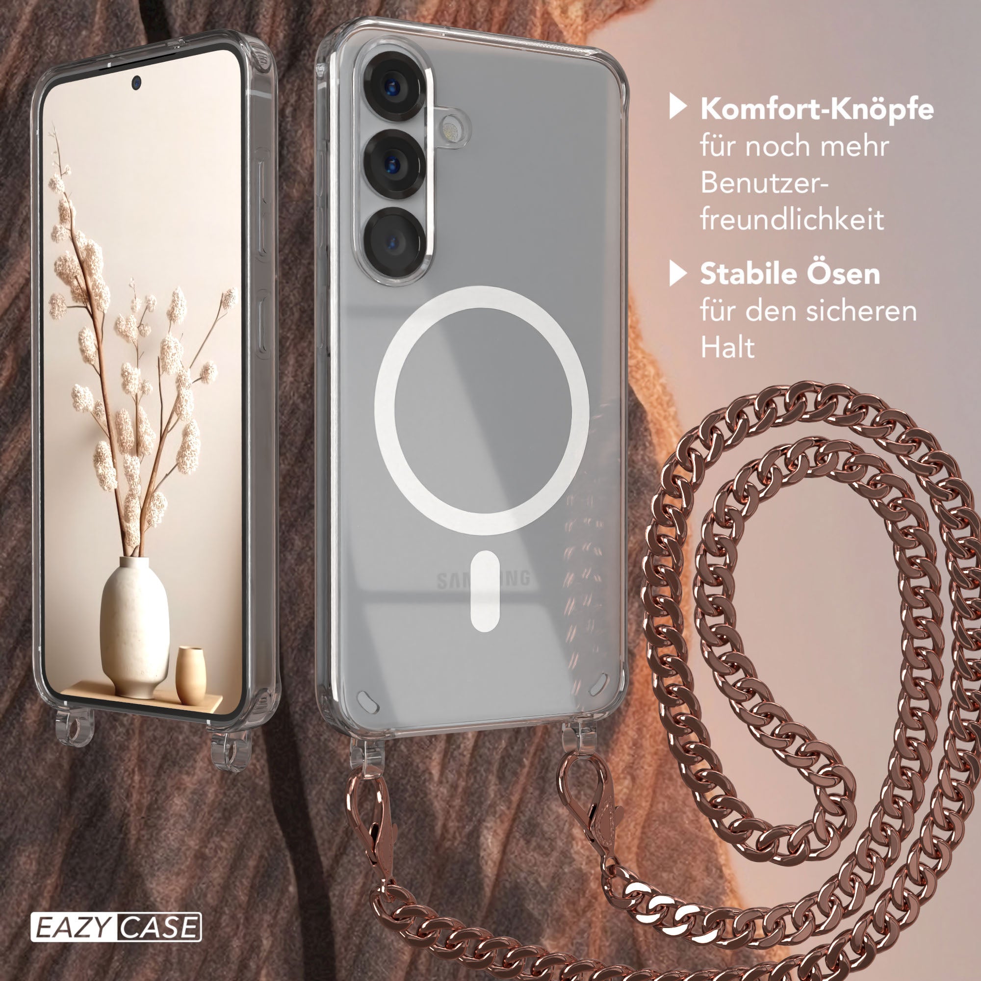 Galaxy S25 transparente Hülle + Kordel mit MagSafe