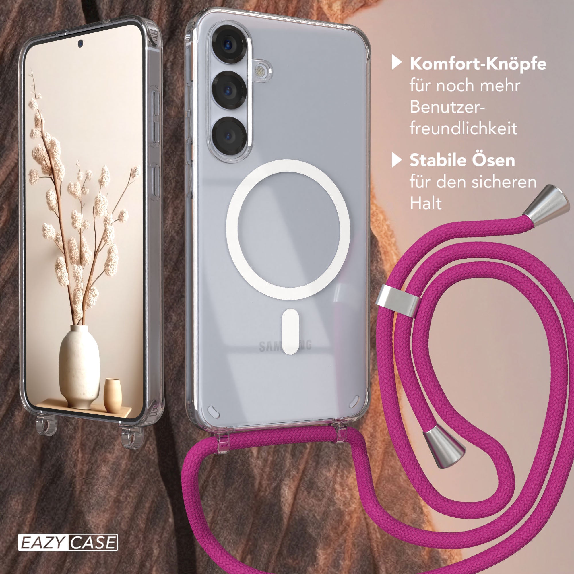 Galaxy S25 Plus transparente Hülle + Kordel mit MagSafe