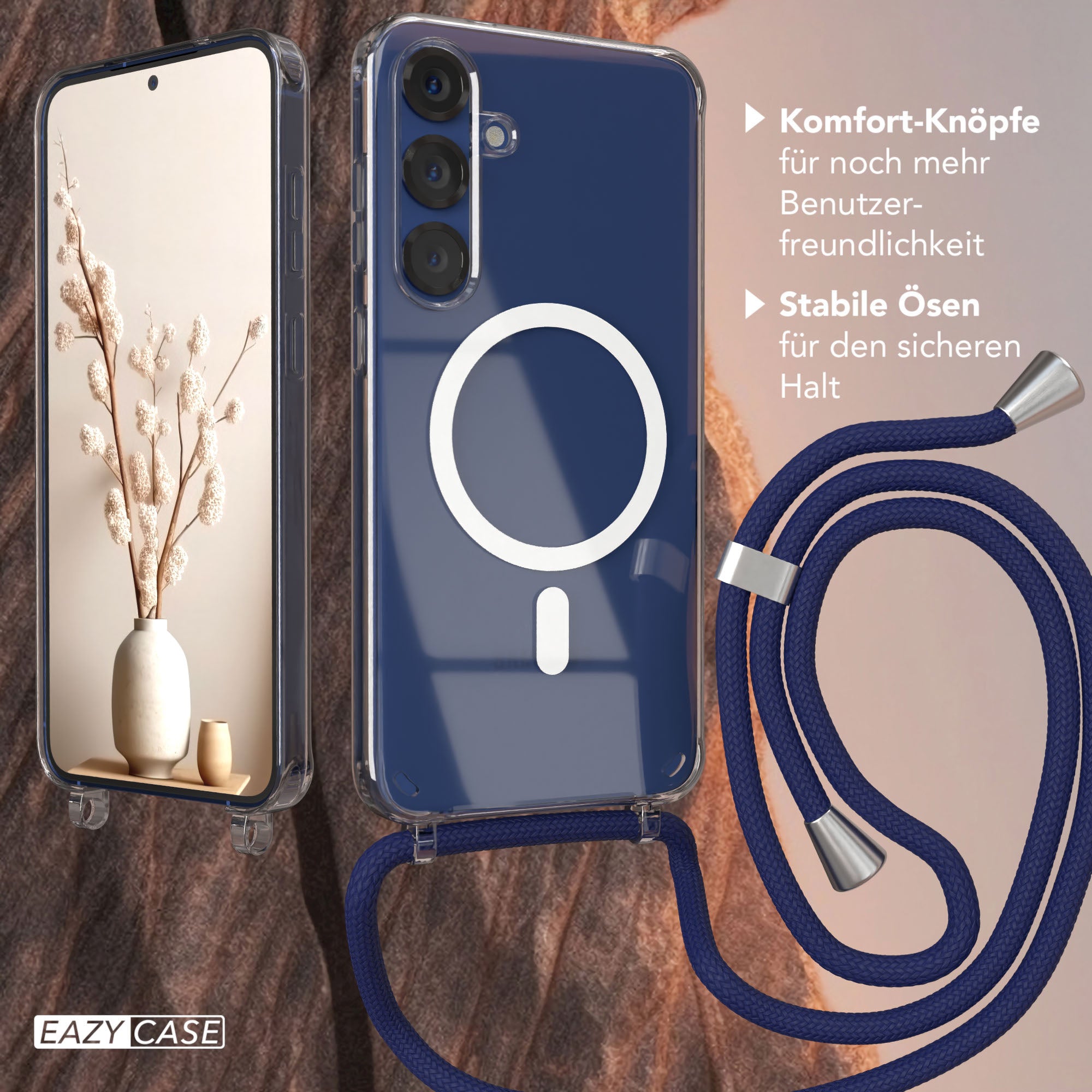 Galaxy S25 Plus transparente Hülle + Kordel mit MagSafe