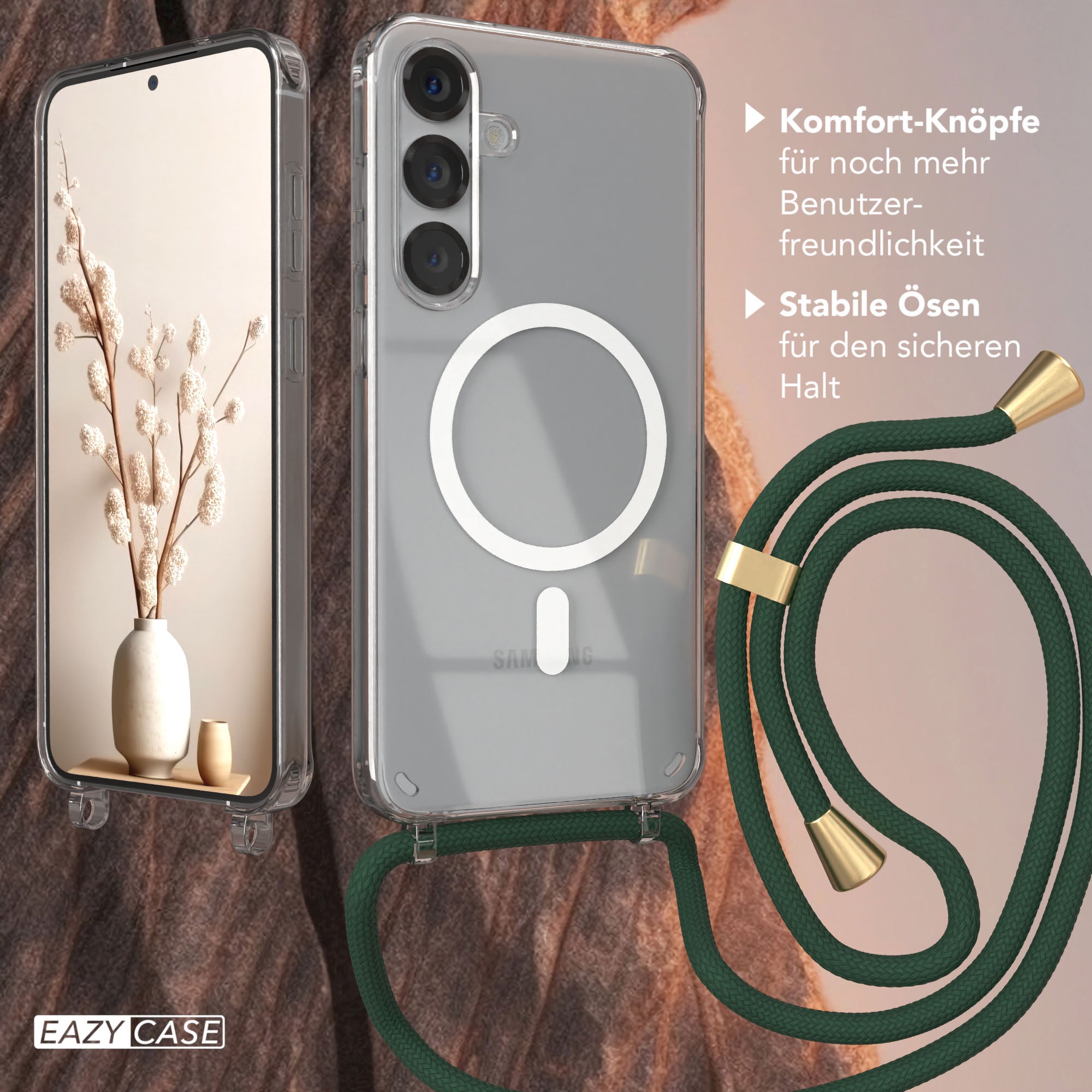 Galaxy S25 Plus transparente Hülle + Kordel mit MagSafe