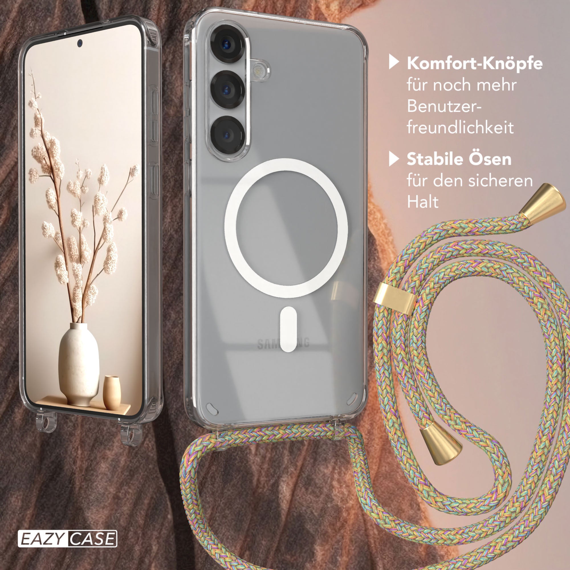 Galaxy S25 Plus transparente Hülle + Kordel mit MagSafe