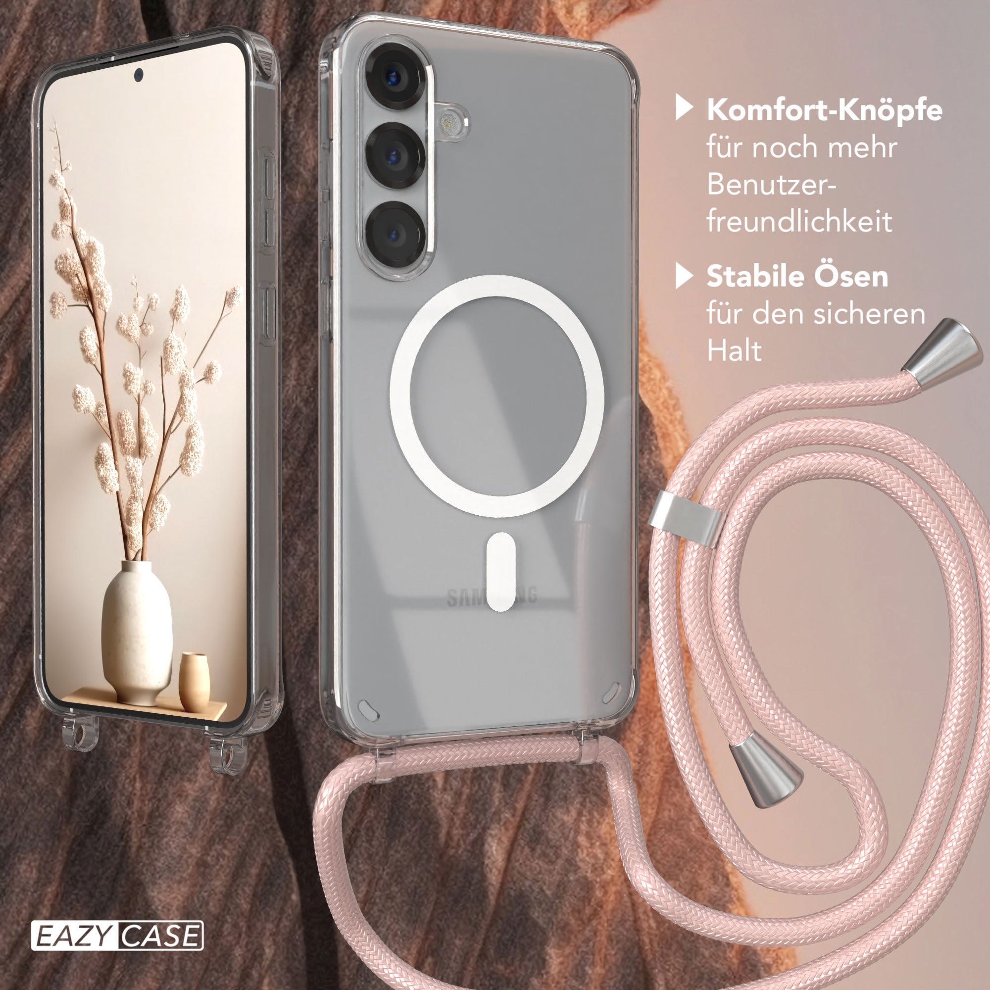 Galaxy S25 Plus transparente Hülle + Kordel mit MagSafe