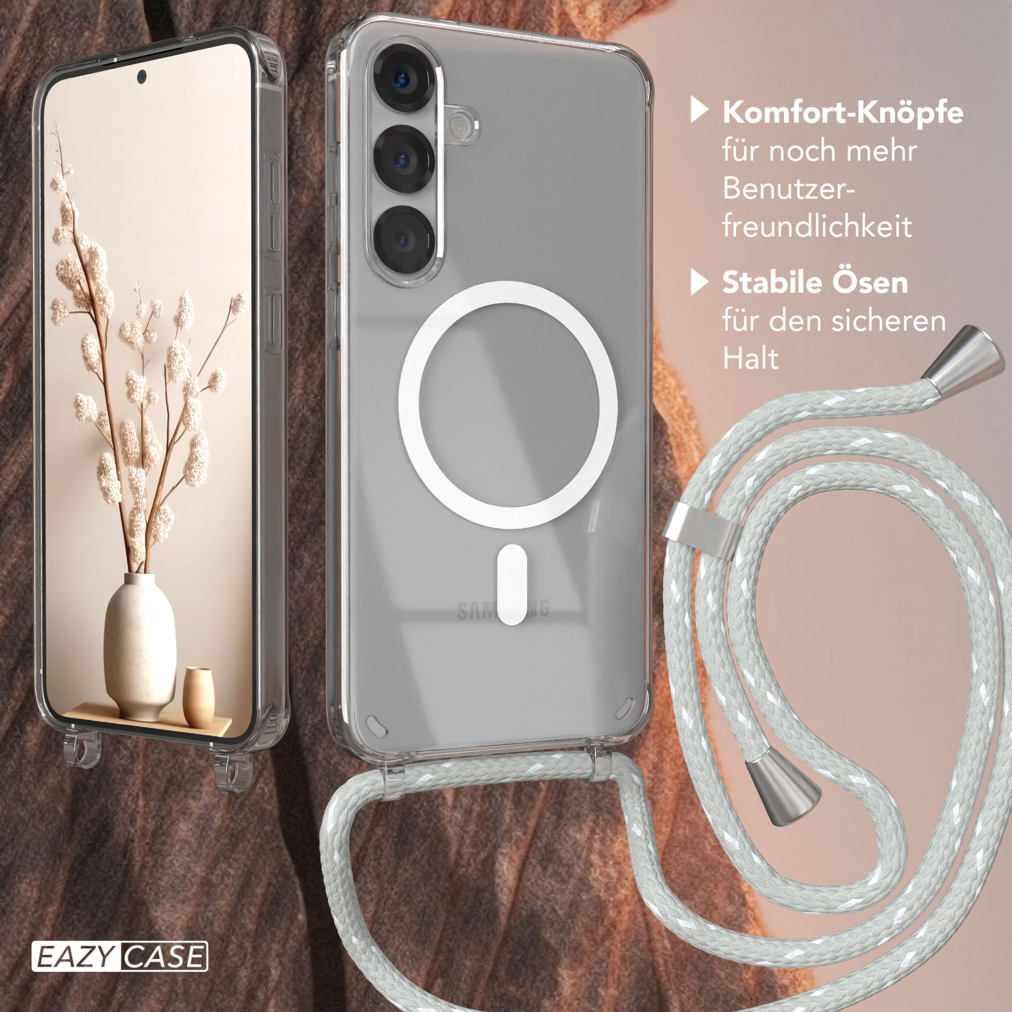 Galaxy S25 Plus transparente Hülle + Kordel mit MagSafe