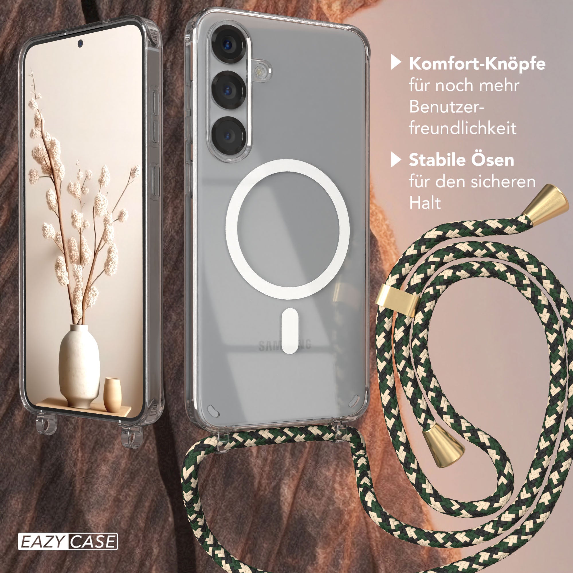 Galaxy S25 Plus transparente Hülle + Kordel mit MagSafe