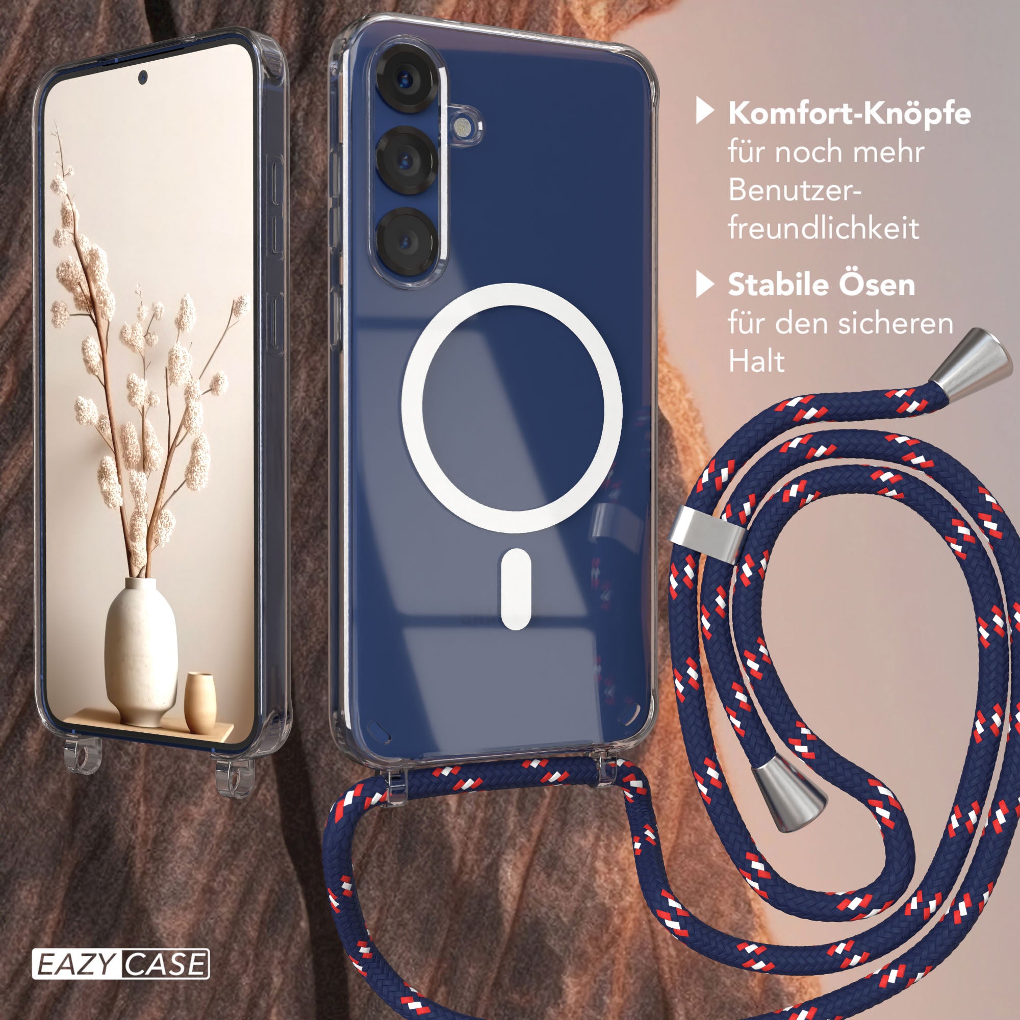 Galaxy S25 Plus transparente Hülle + Kordel mit MagSafe