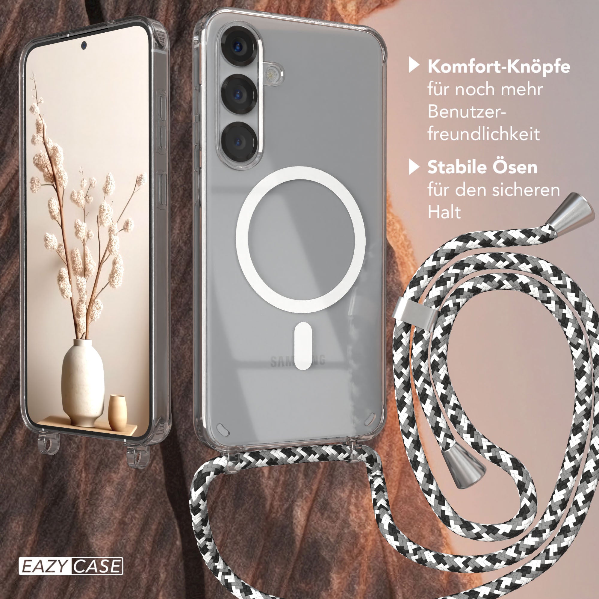 Galaxy S25 Plus transparente Hülle + Kordel mit MagSafe