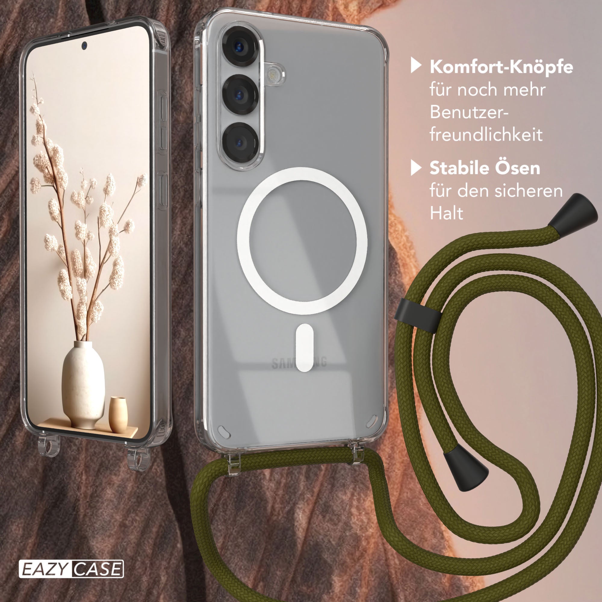 Galaxy S25 Plus transparente Hülle + Kordel mit MagSafe