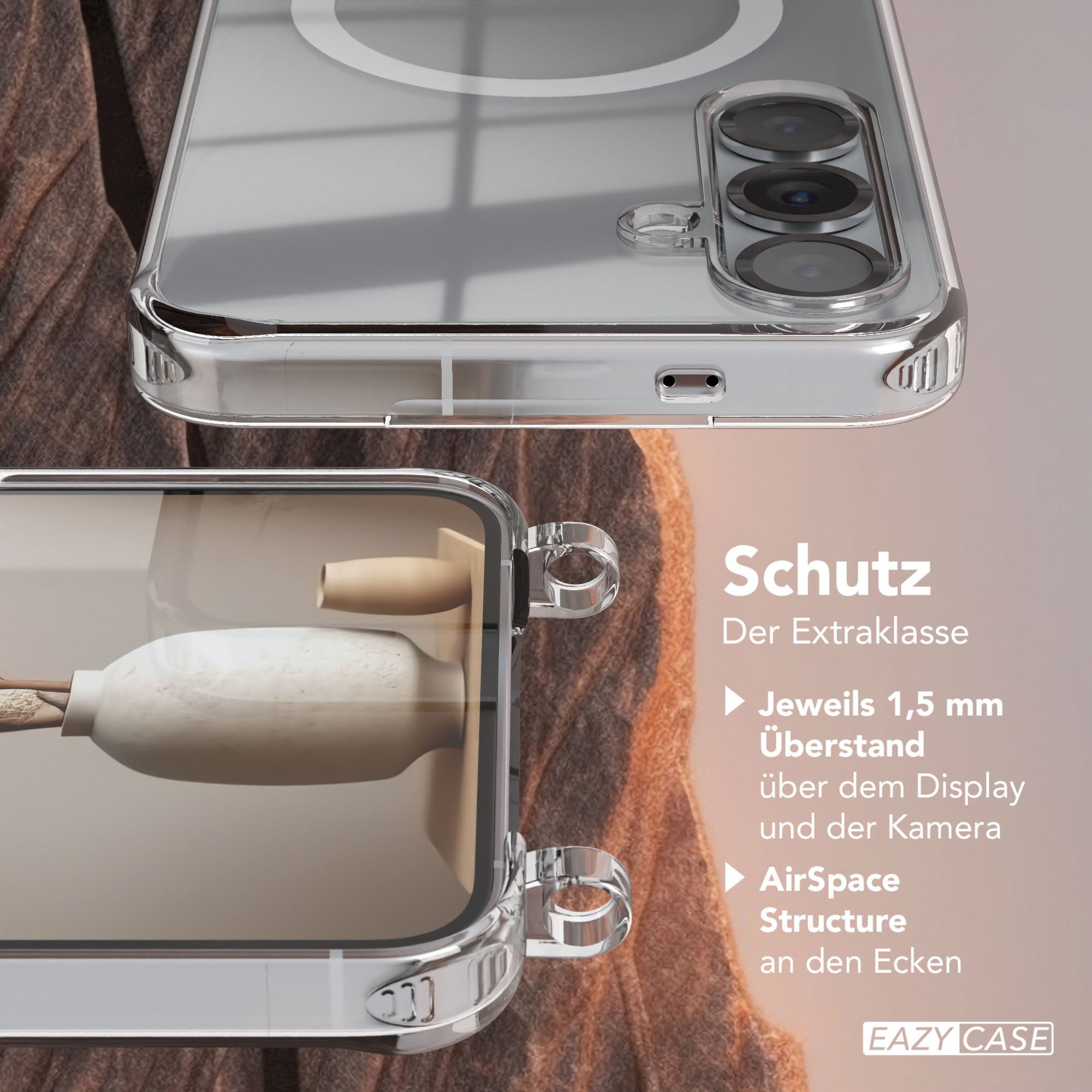 Galaxy S25 Plus transparente Hülle + Kordel mit MagSafe