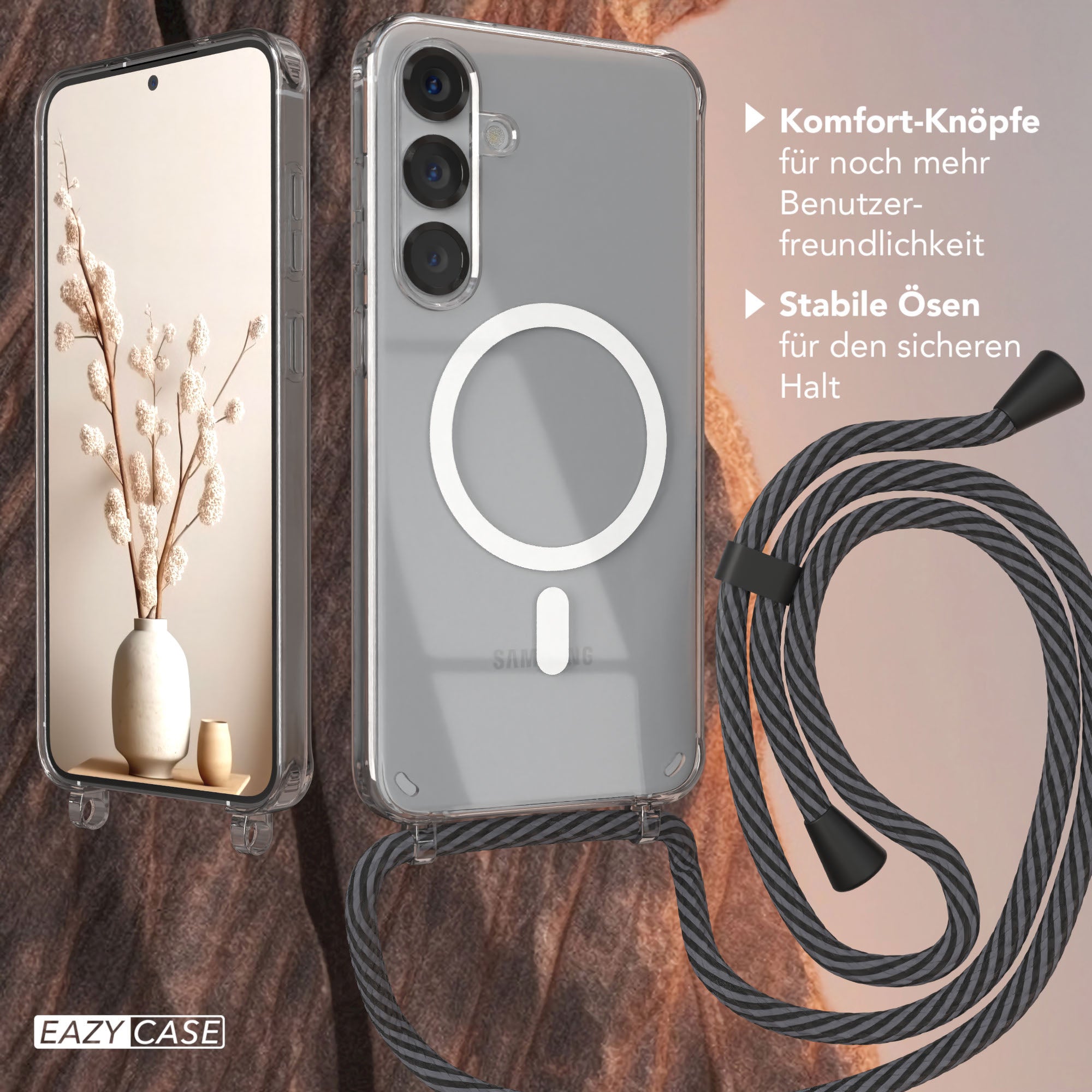 Galaxy S25 Plus transparente Hülle + Kordel mit MagSafe