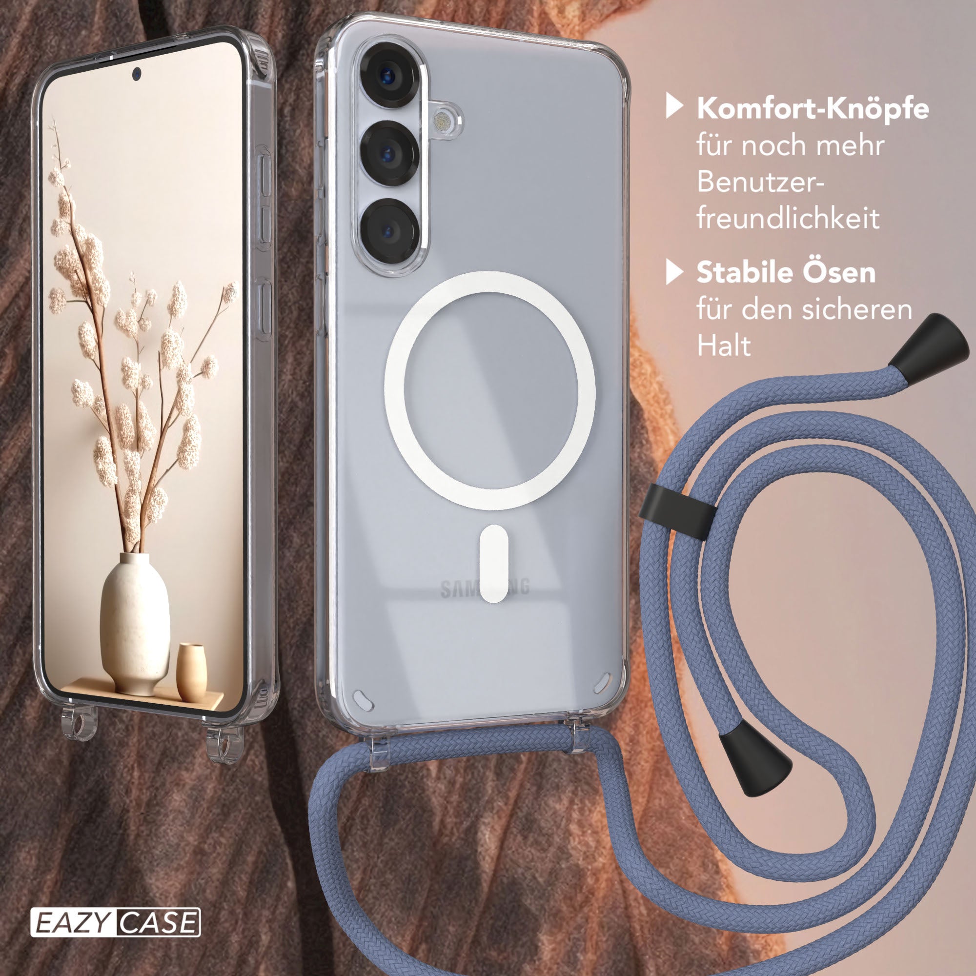 Galaxy S25 Plus transparente Hülle + Kordel mit MagSafe