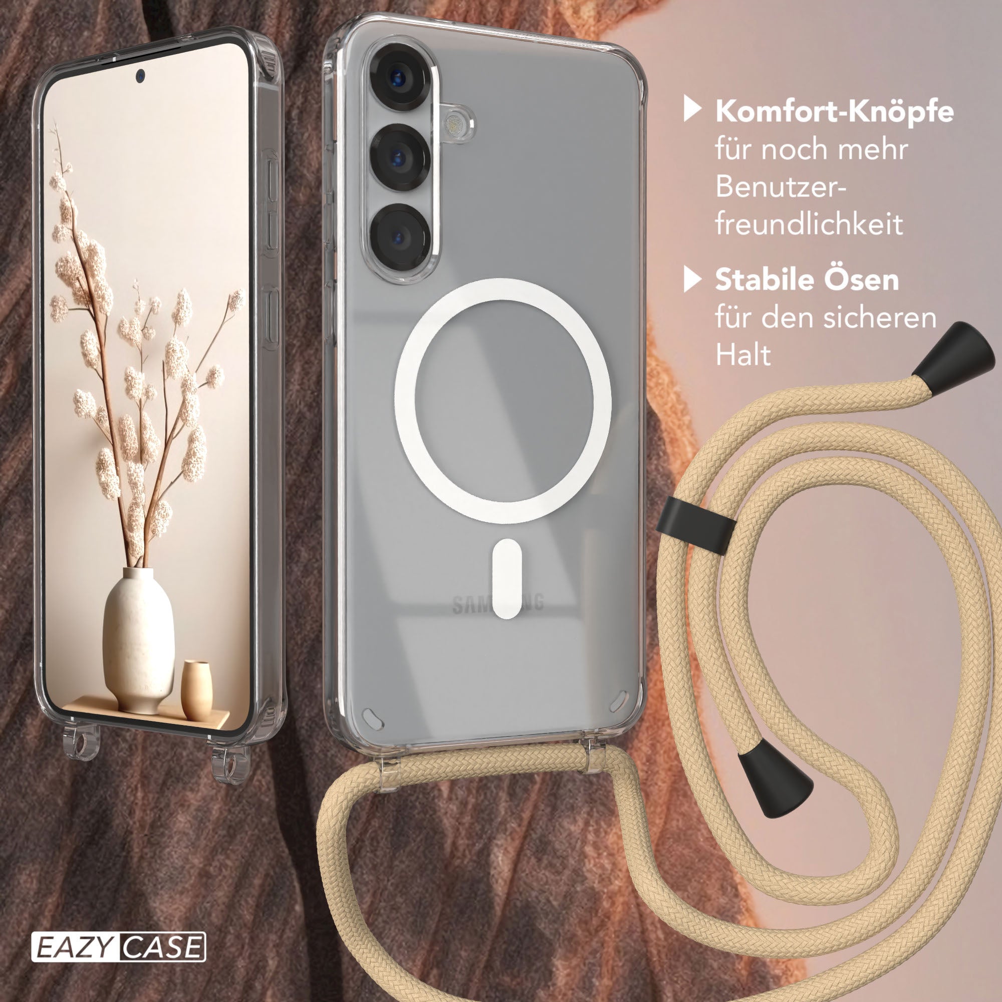 Galaxy S25 Plus transparente Hülle + Kordel mit MagSafe