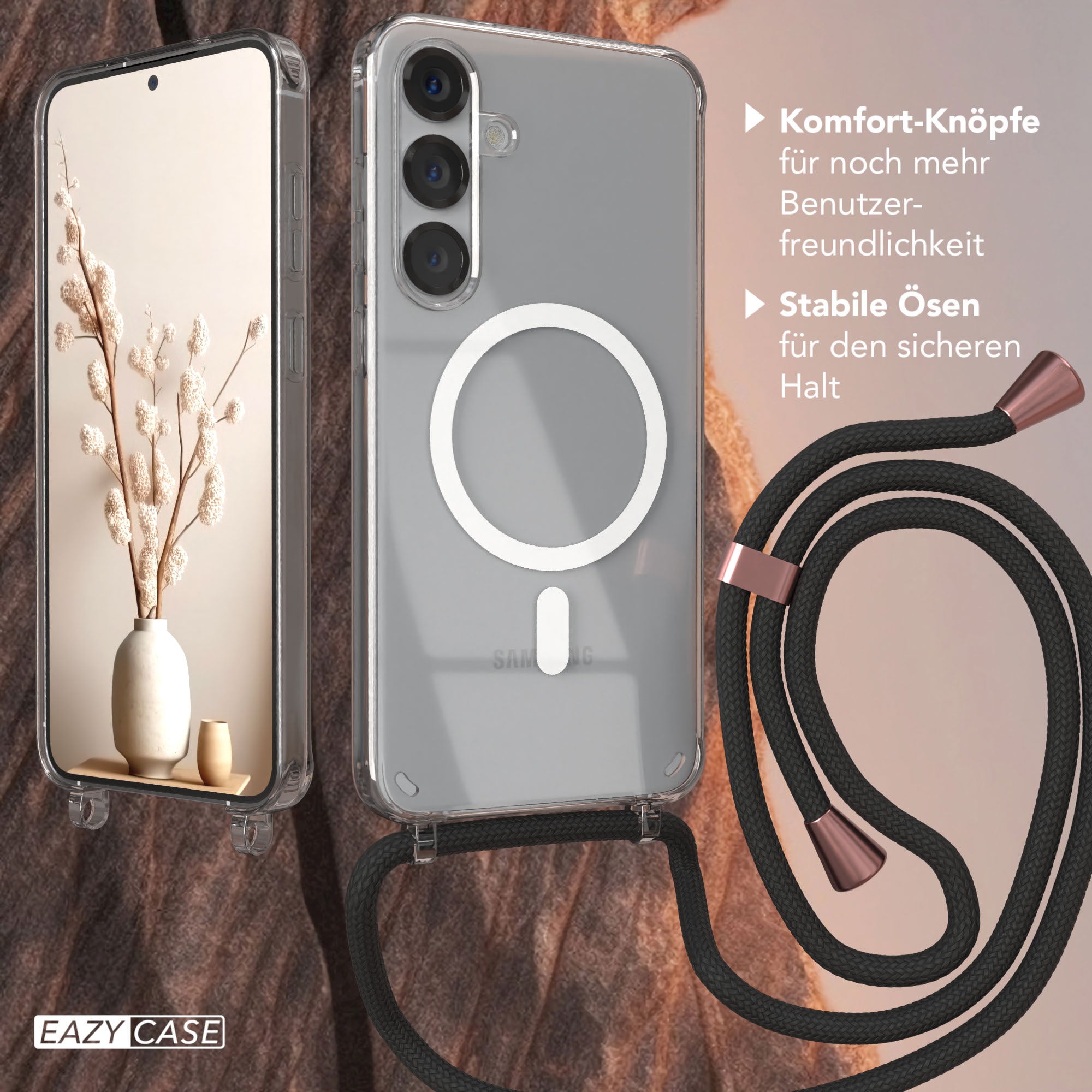 Galaxy S25 Plus transparente Hülle + Kordel mit MagSafe