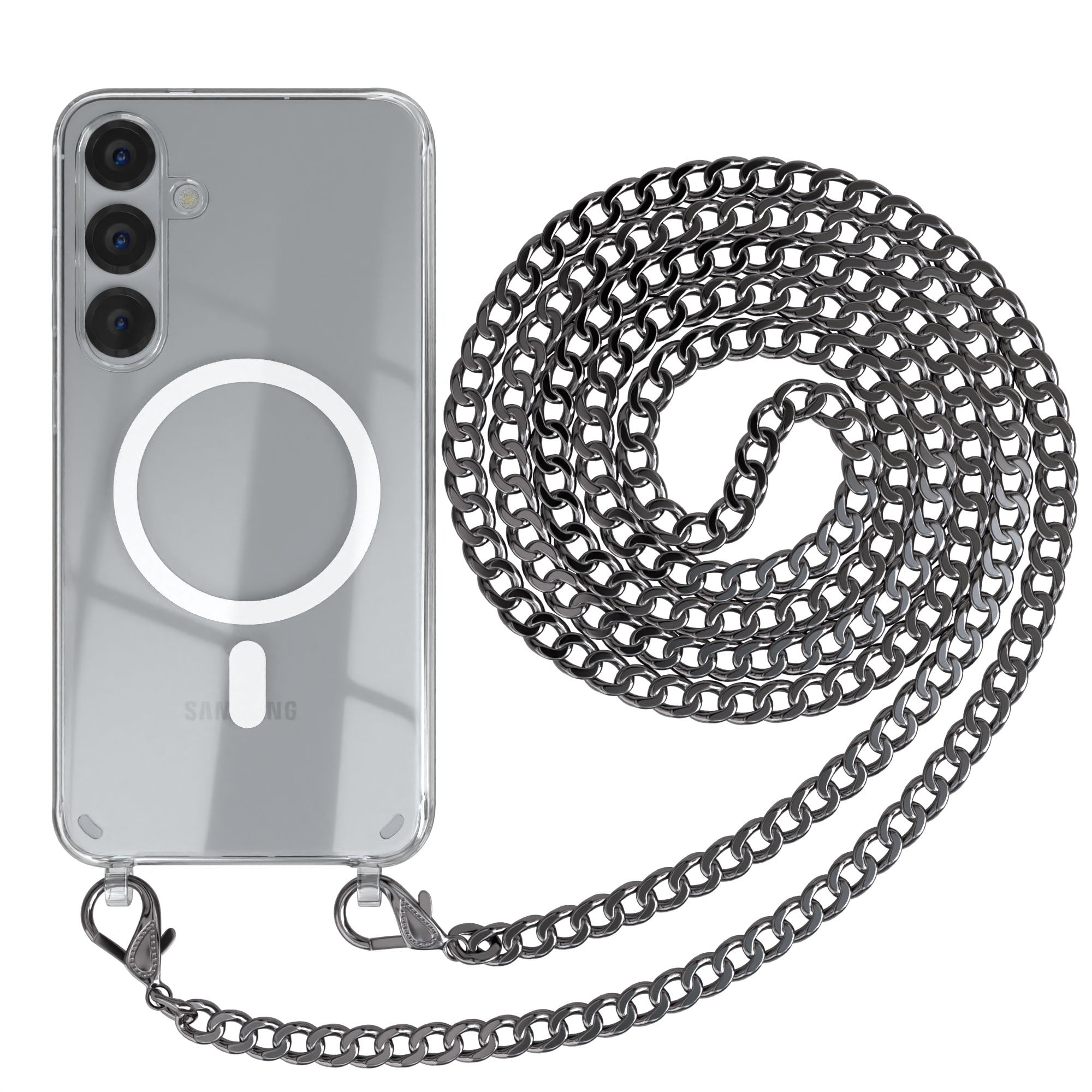 Galaxy S25 Plus transparente Hülle + Kordel mit MagSafe