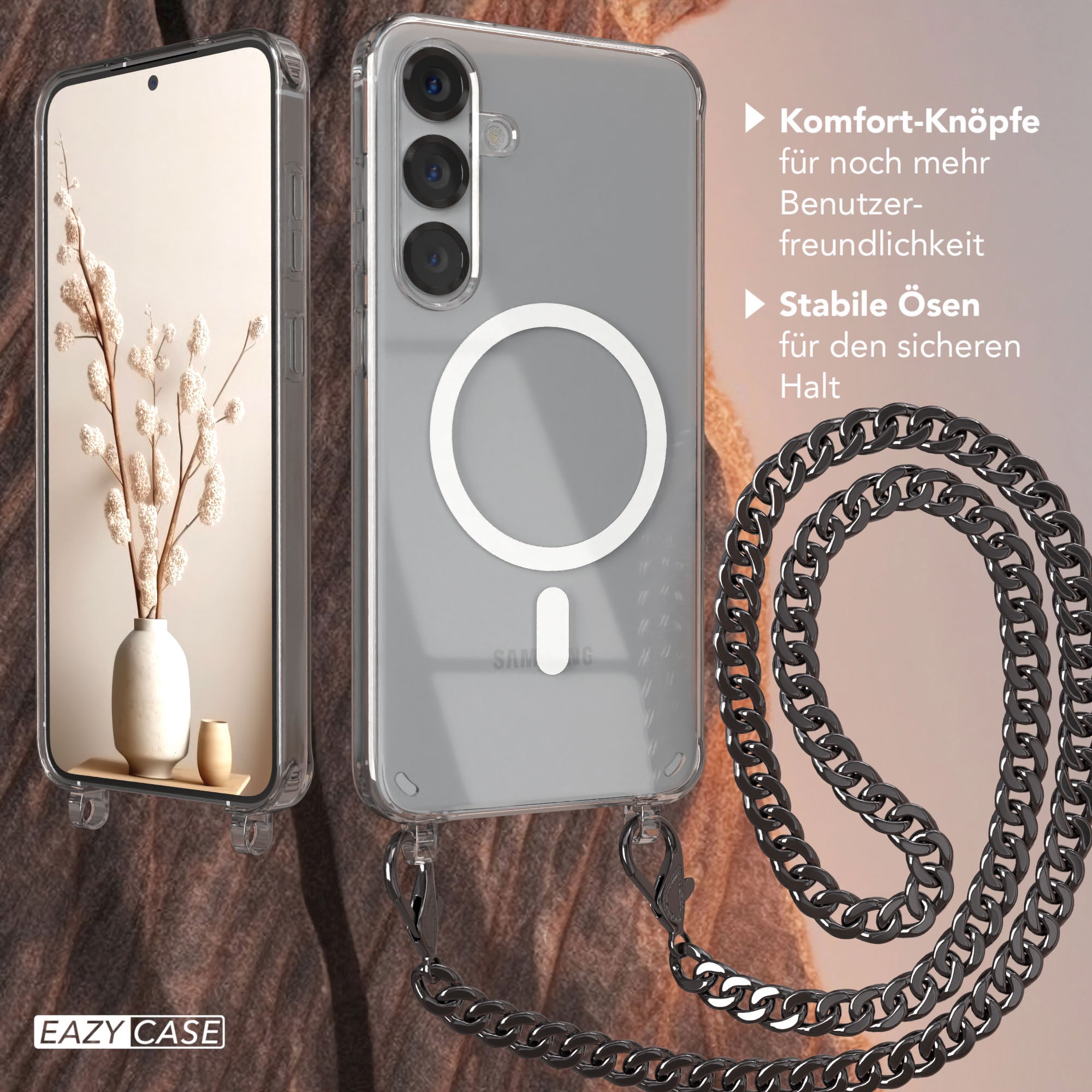 Galaxy S25 Plus transparente Hülle + Kordel mit MagSafe