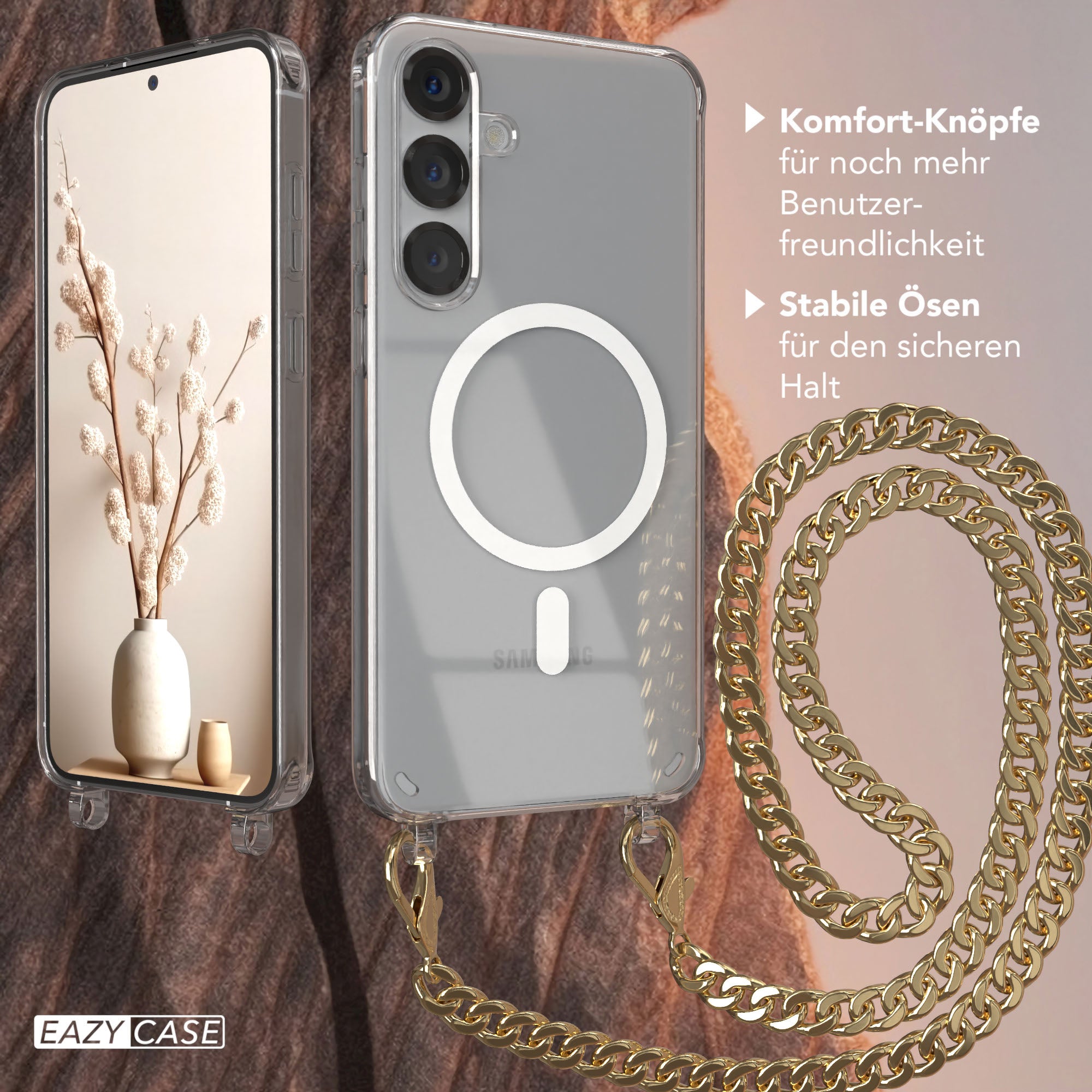 Galaxy S25 Plus transparente Hülle + Kordel mit MagSafe