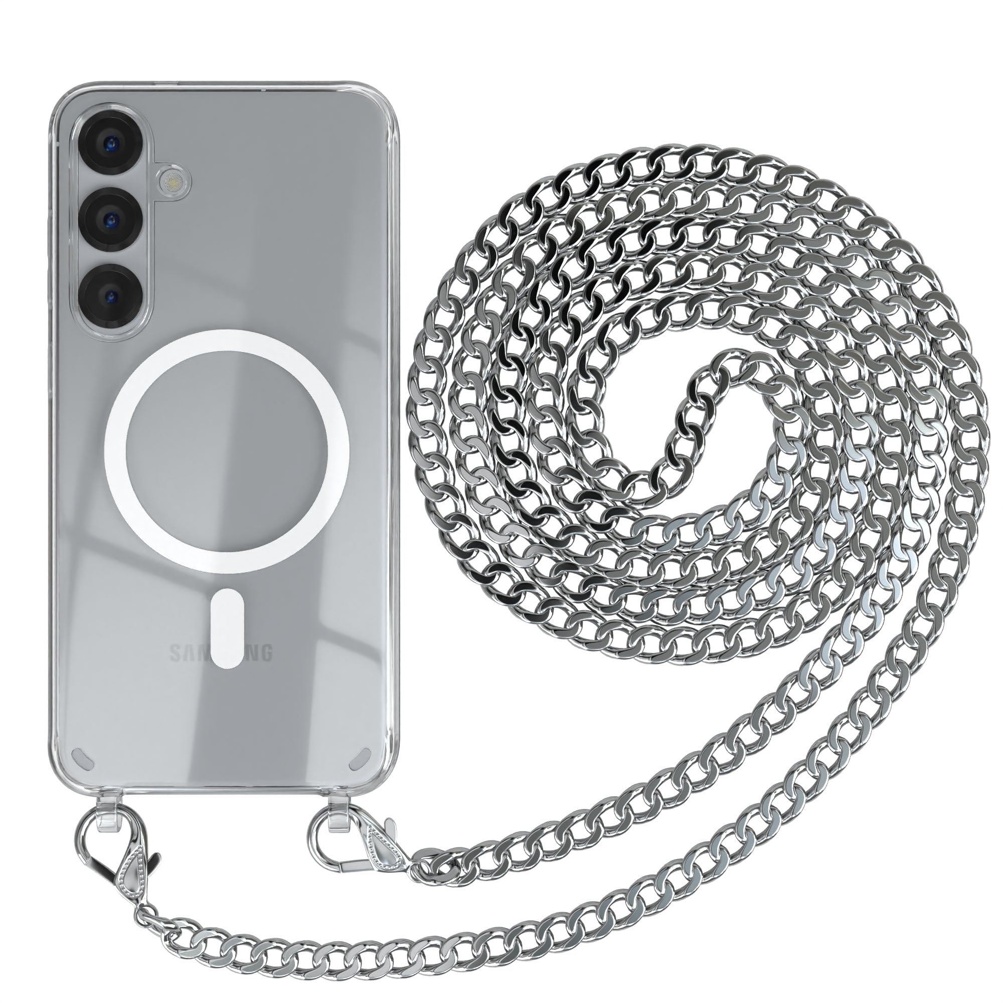 Galaxy S25 Plus transparente Hülle + Kordel mit MagSafe