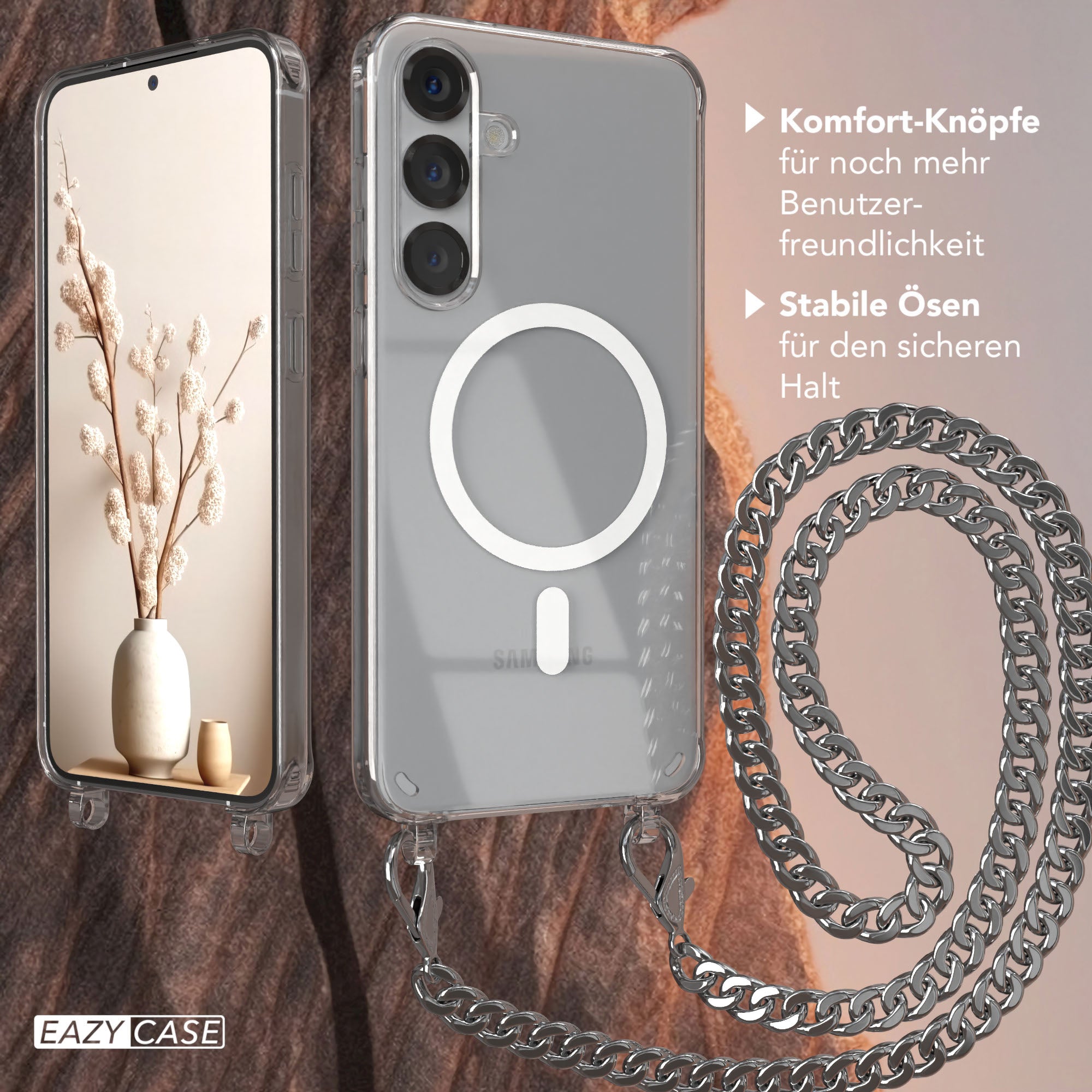 Galaxy S25 Plus transparente Hülle + Kordel mit MagSafe