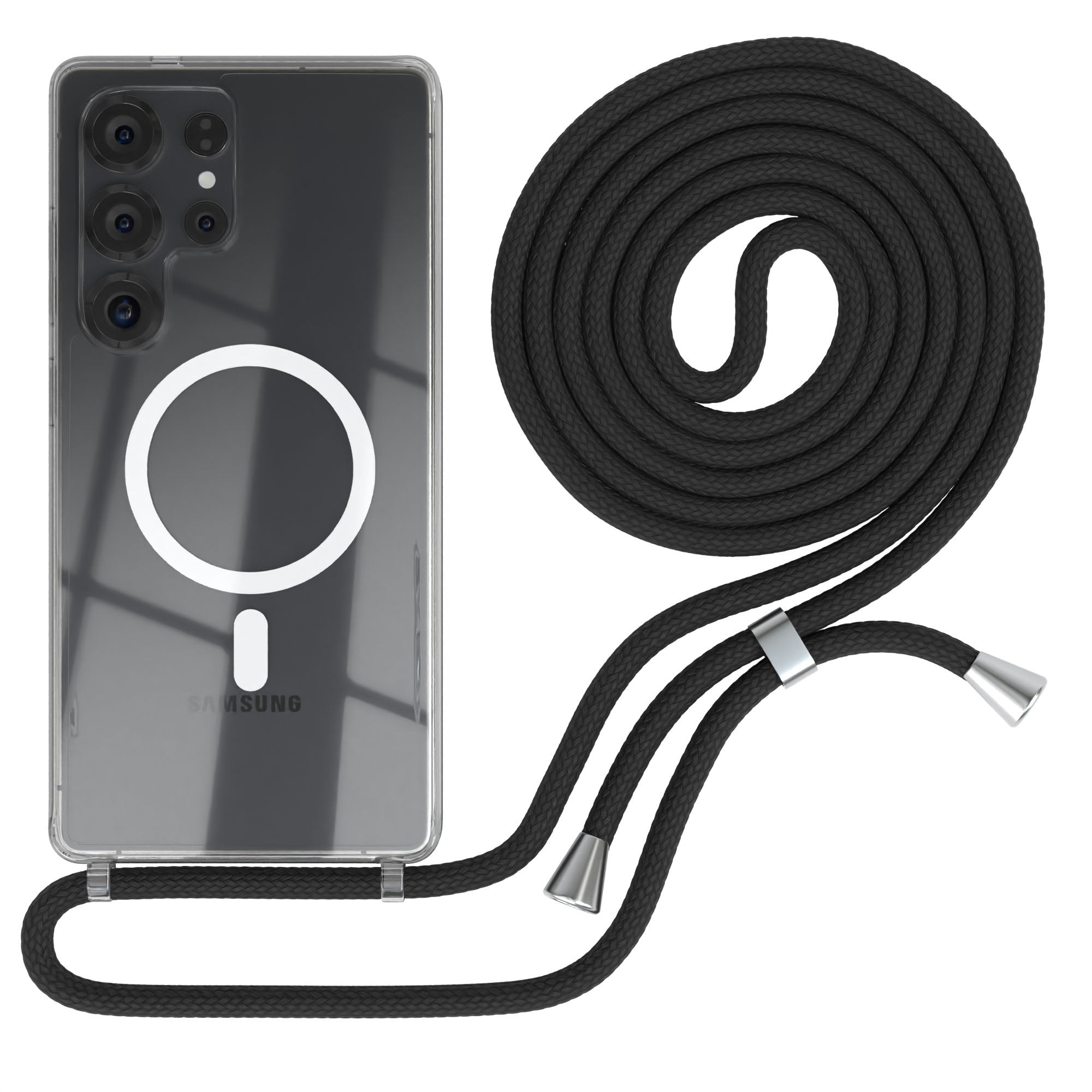 Galaxy S25 Ultra transparente Hülle + Kordel mit MagSafe