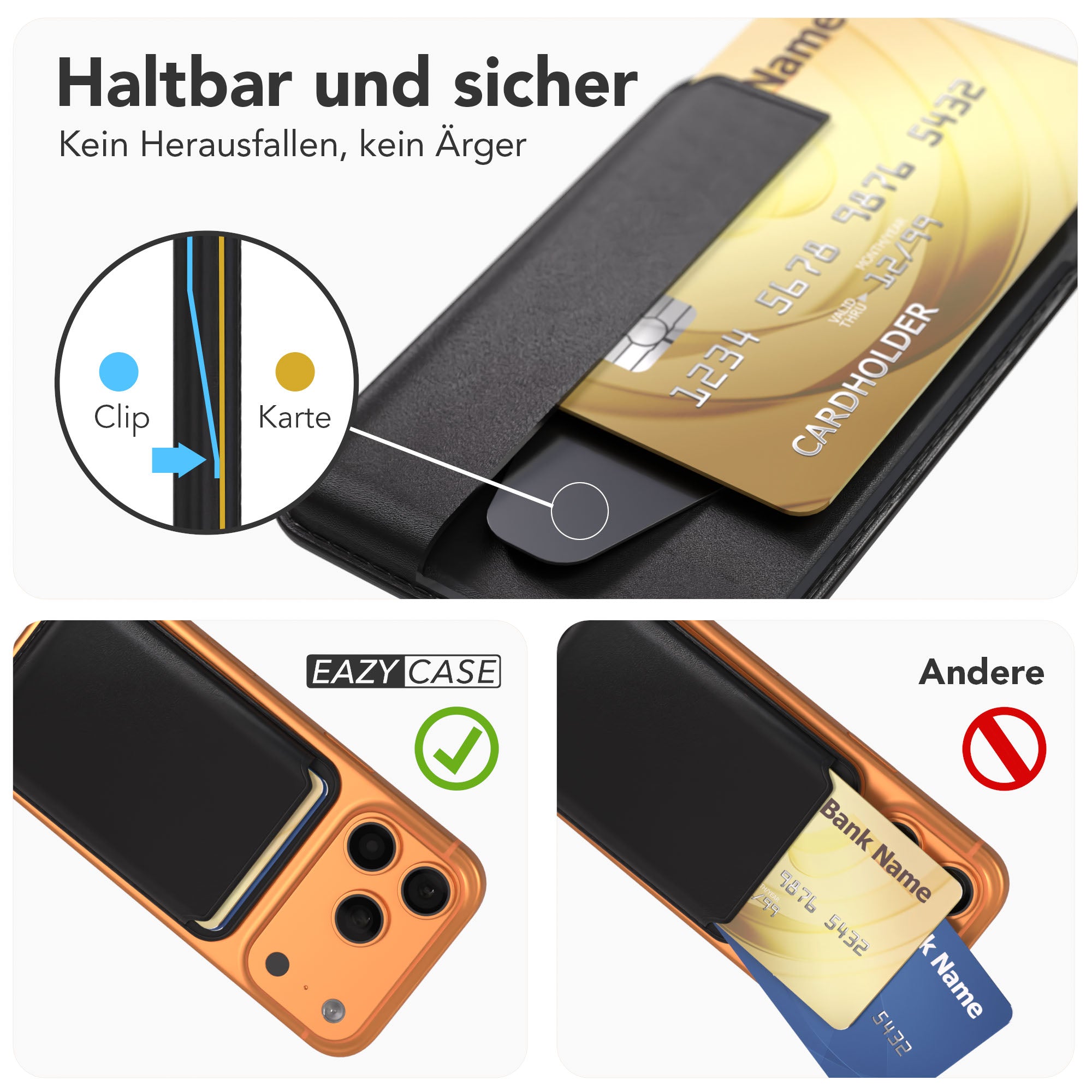 MagSafe Kartenhalter aus PU Leder mit Magnetbefestigung für Smartphones