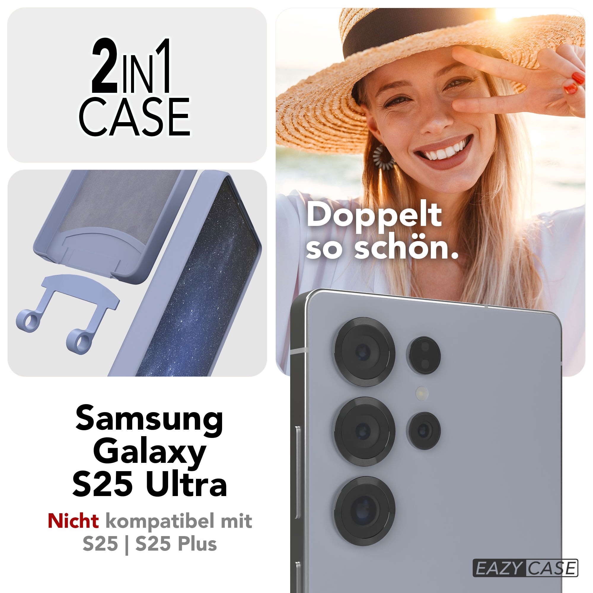 Galaxy S25 Ultra 2in1 Hülle + Kordel mit Karabinern