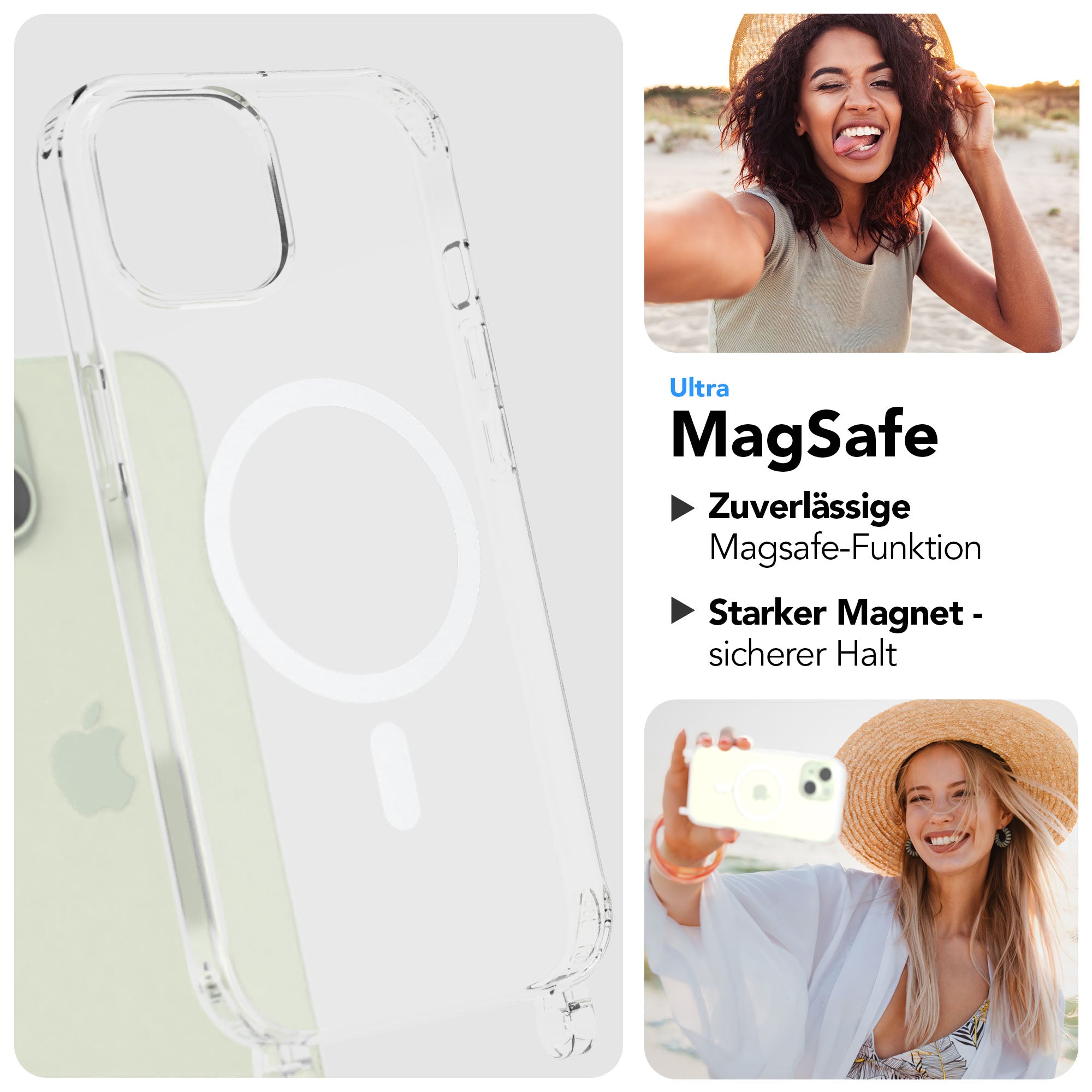 iPhone 15 MagSafe Handykette mit Boho Band verstellbar