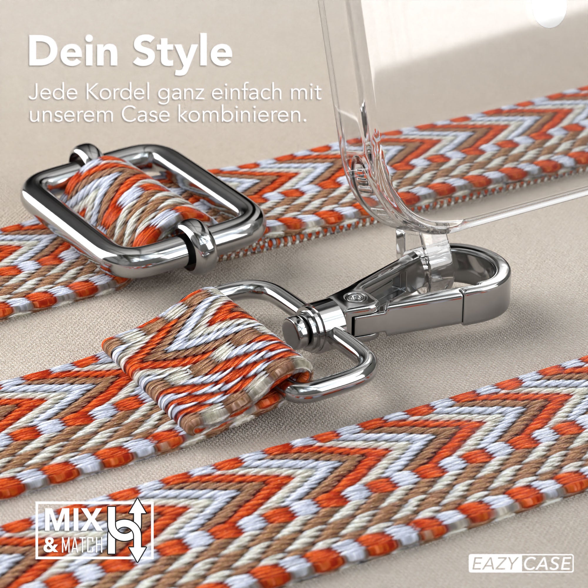 iPhone 15 MagSafe Handykette mit Boho Band verstellbar