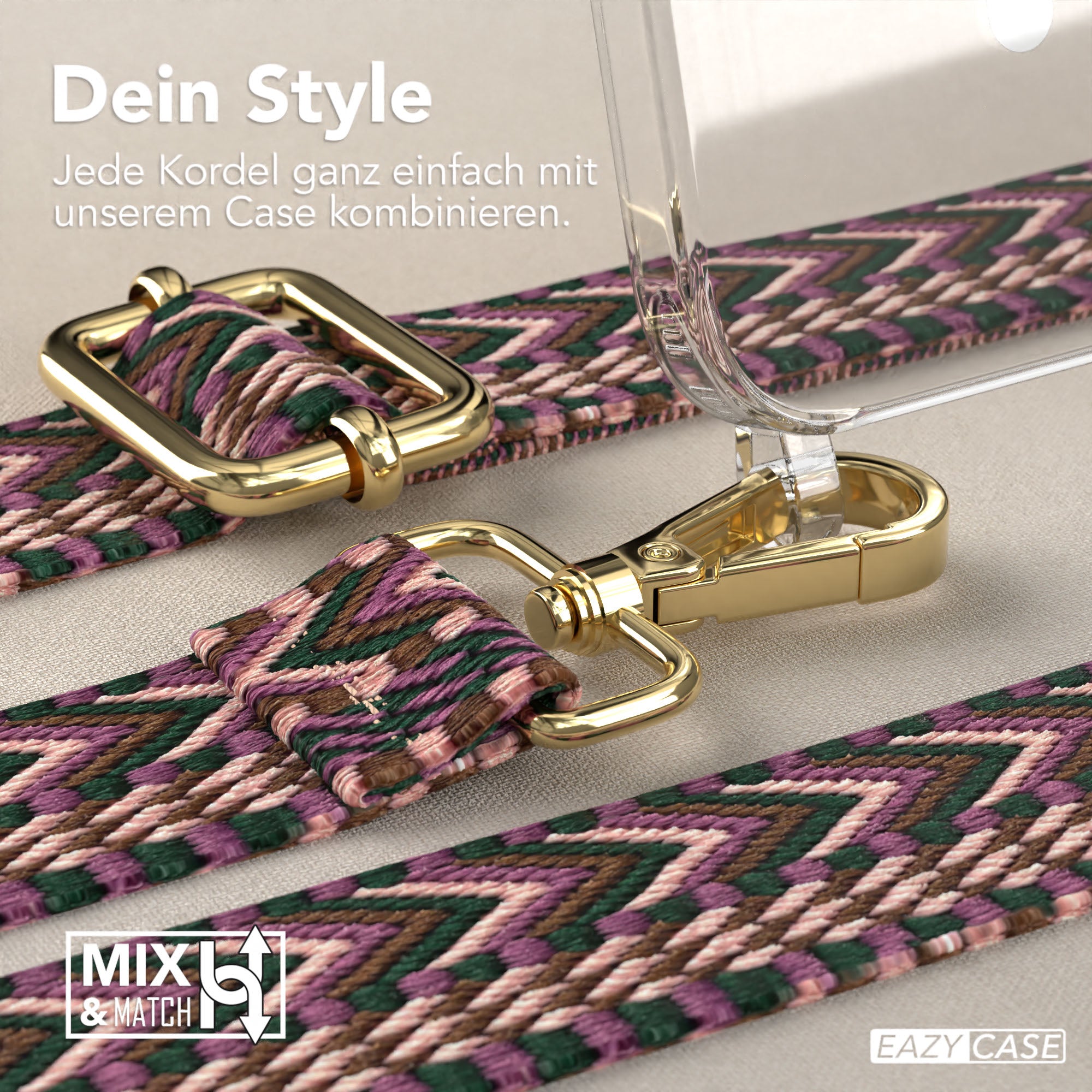 iPhone 15 MagSafe Handykette mit Boho Band verstellbar