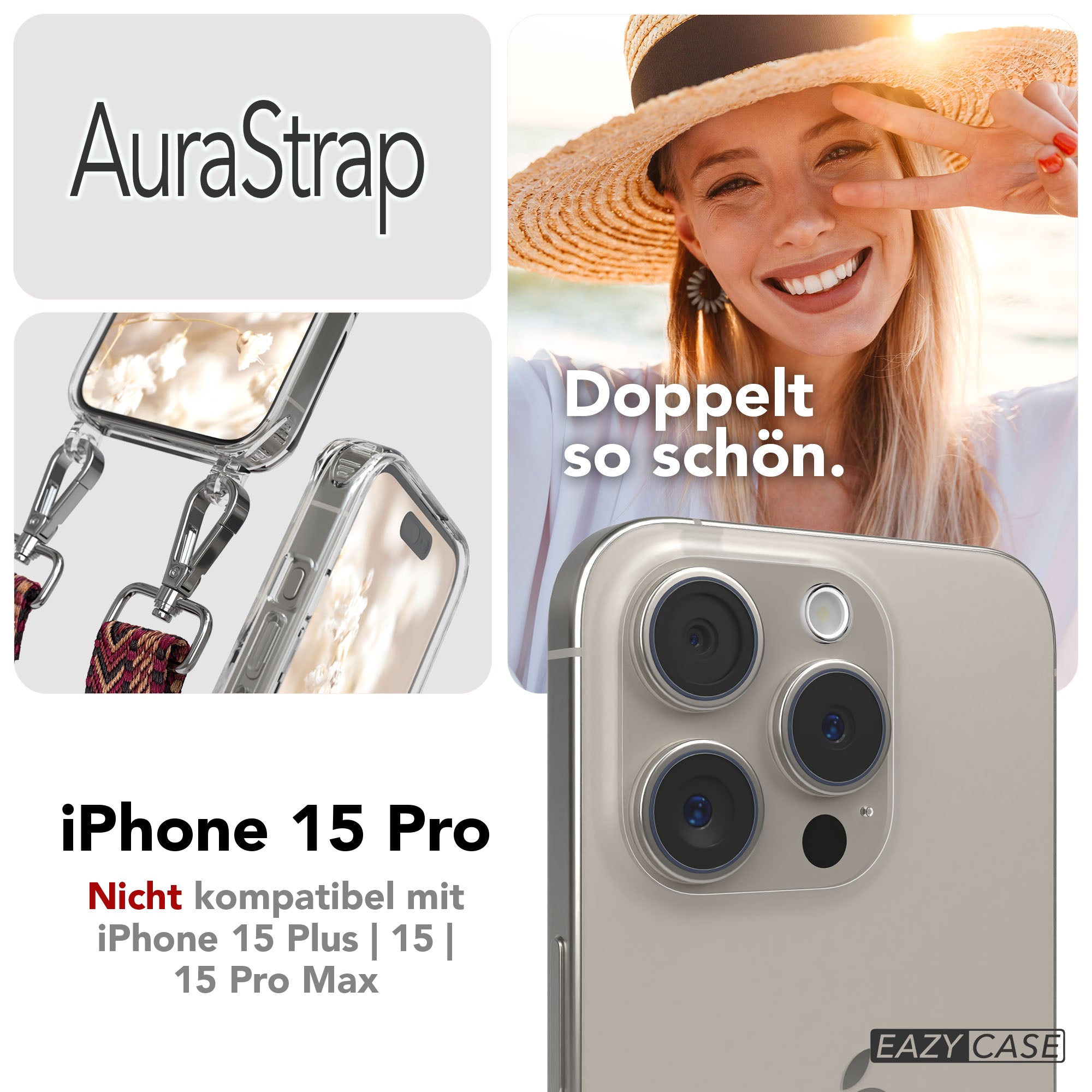 Apple iPhone 15 Pro Handykette MagSafe mit Boho Band EAZY CASE Neck Strap