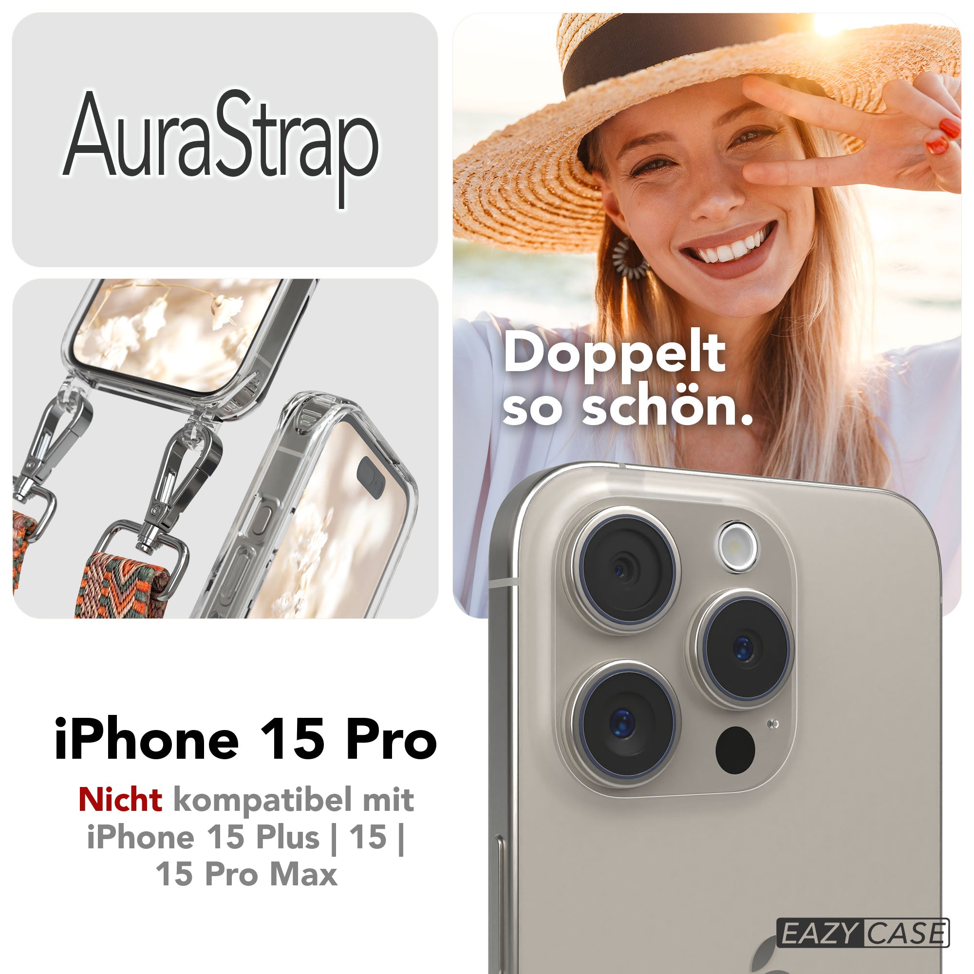 Apple iPhone 15 Pro Handykette MagSafe mit Boho Band EAZY CASE Neck Strap