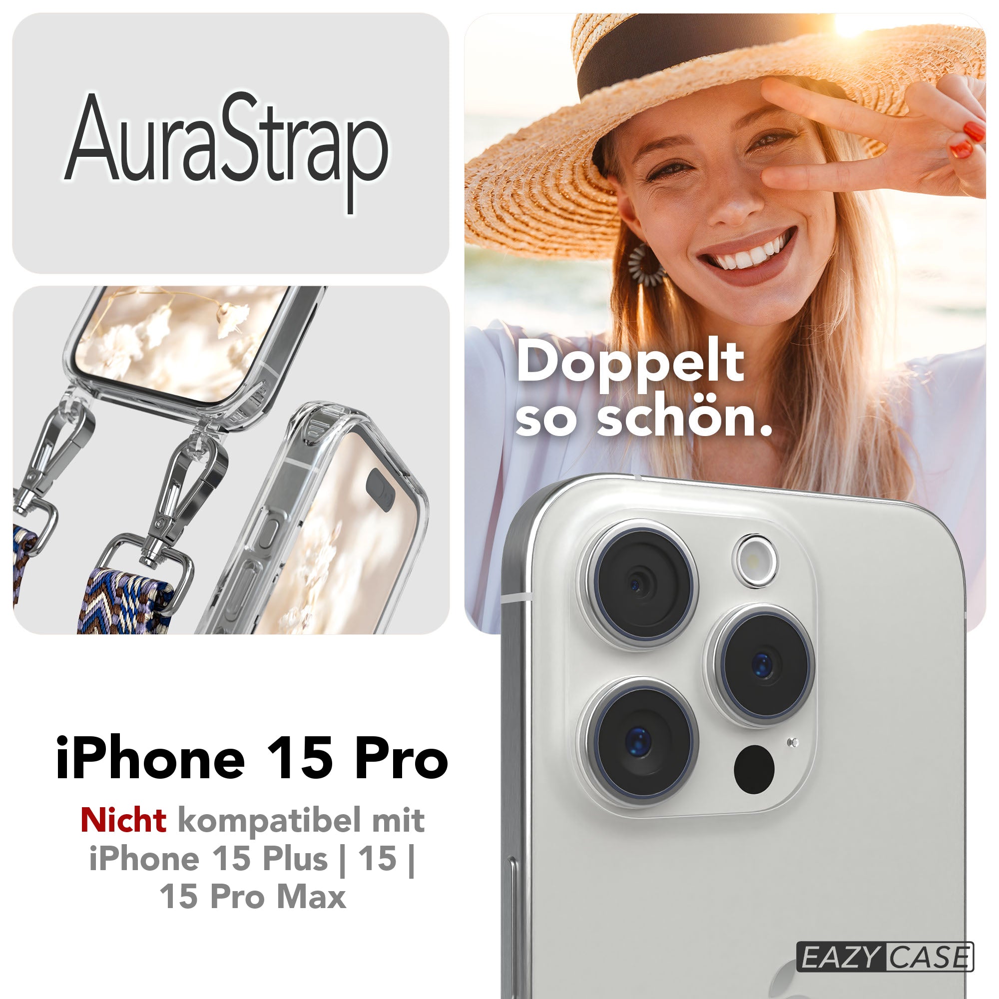 Apple iPhone 15 Pro Handykette MagSafe mit Boho Band EAZY CASE Neck Strap