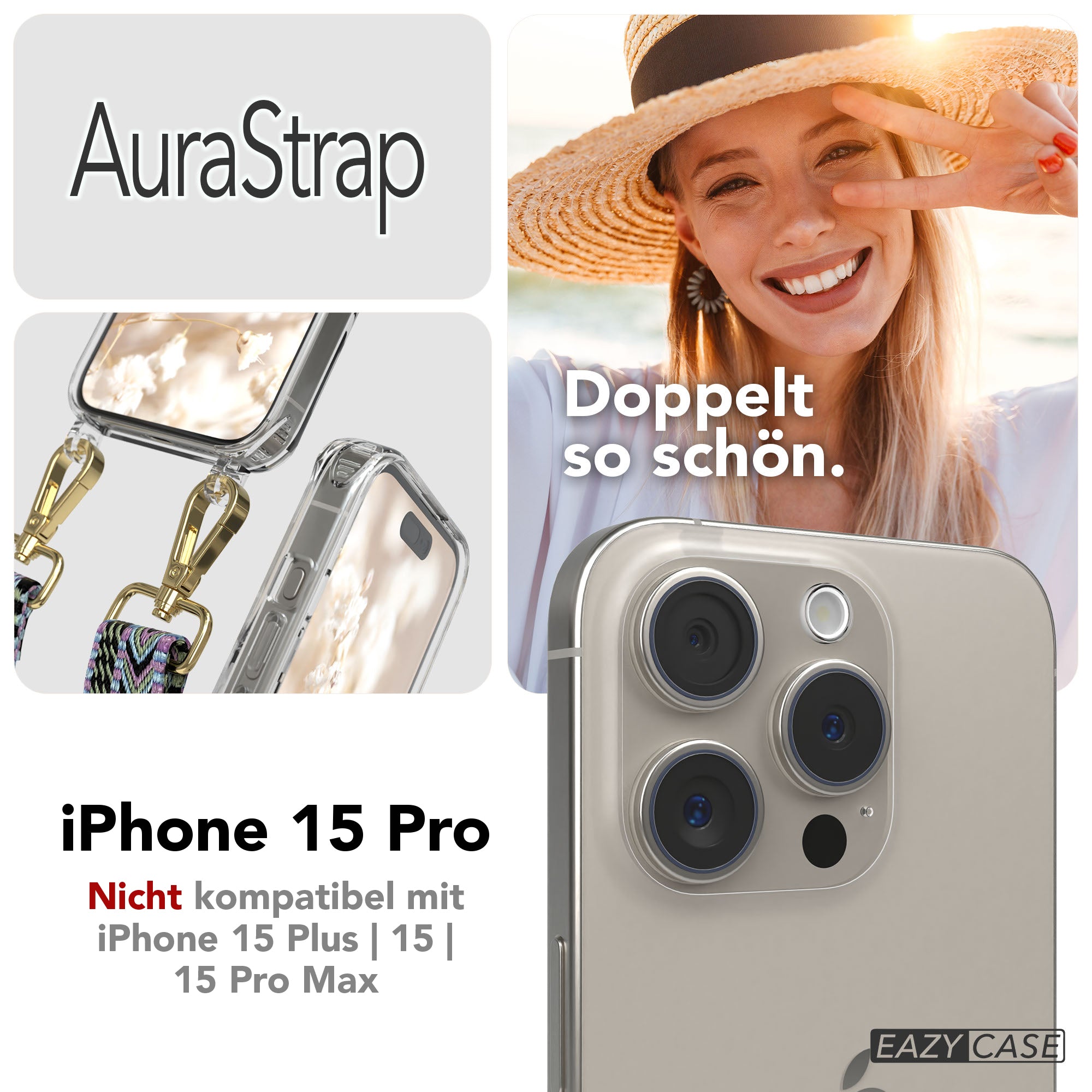 Apple iPhone 15 Pro Handykette MagSafe mit Boho Band EAZY CASE Neck Strap