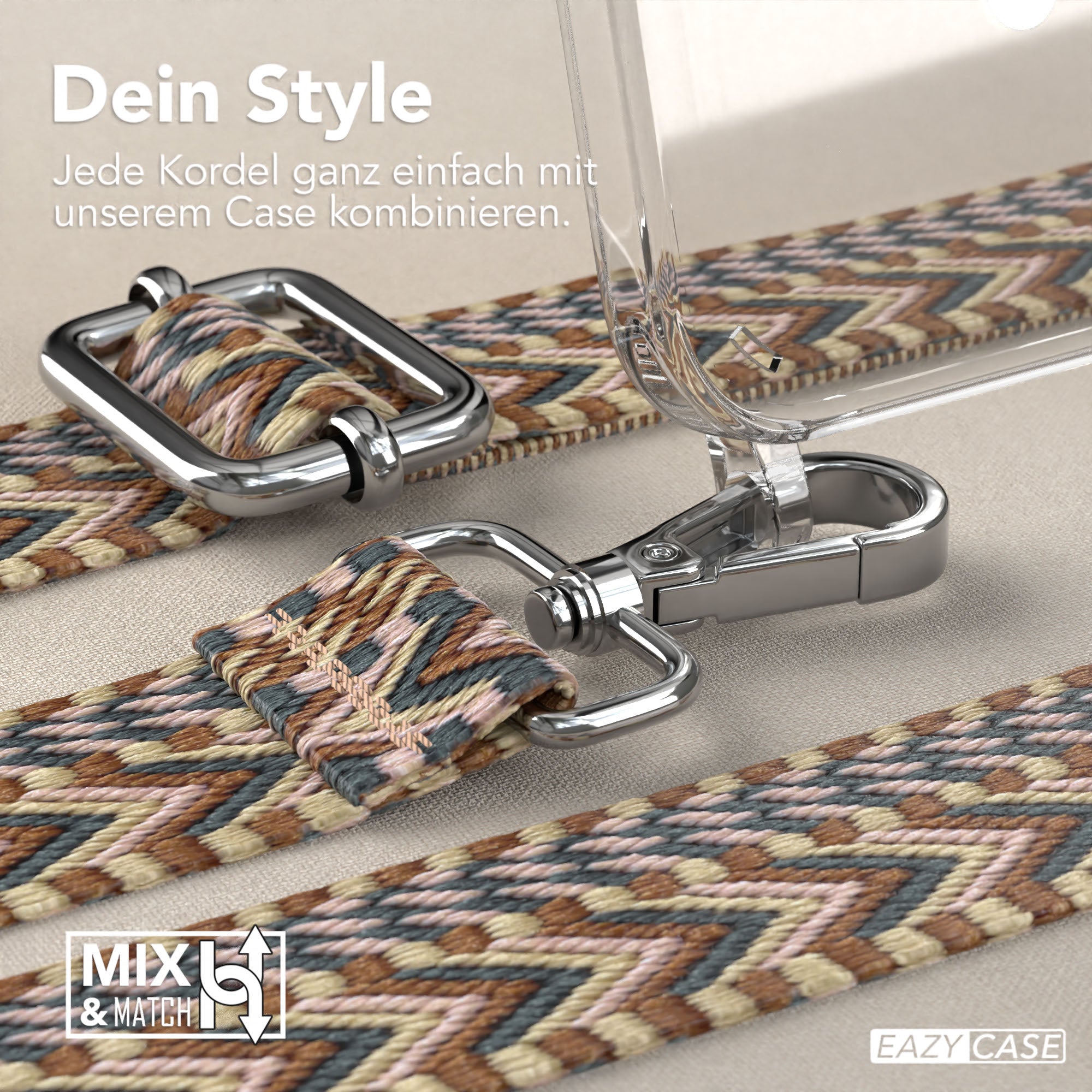 iPhone 15 Plus MagSafe Handykette mit verstellbarem Boho Band Set