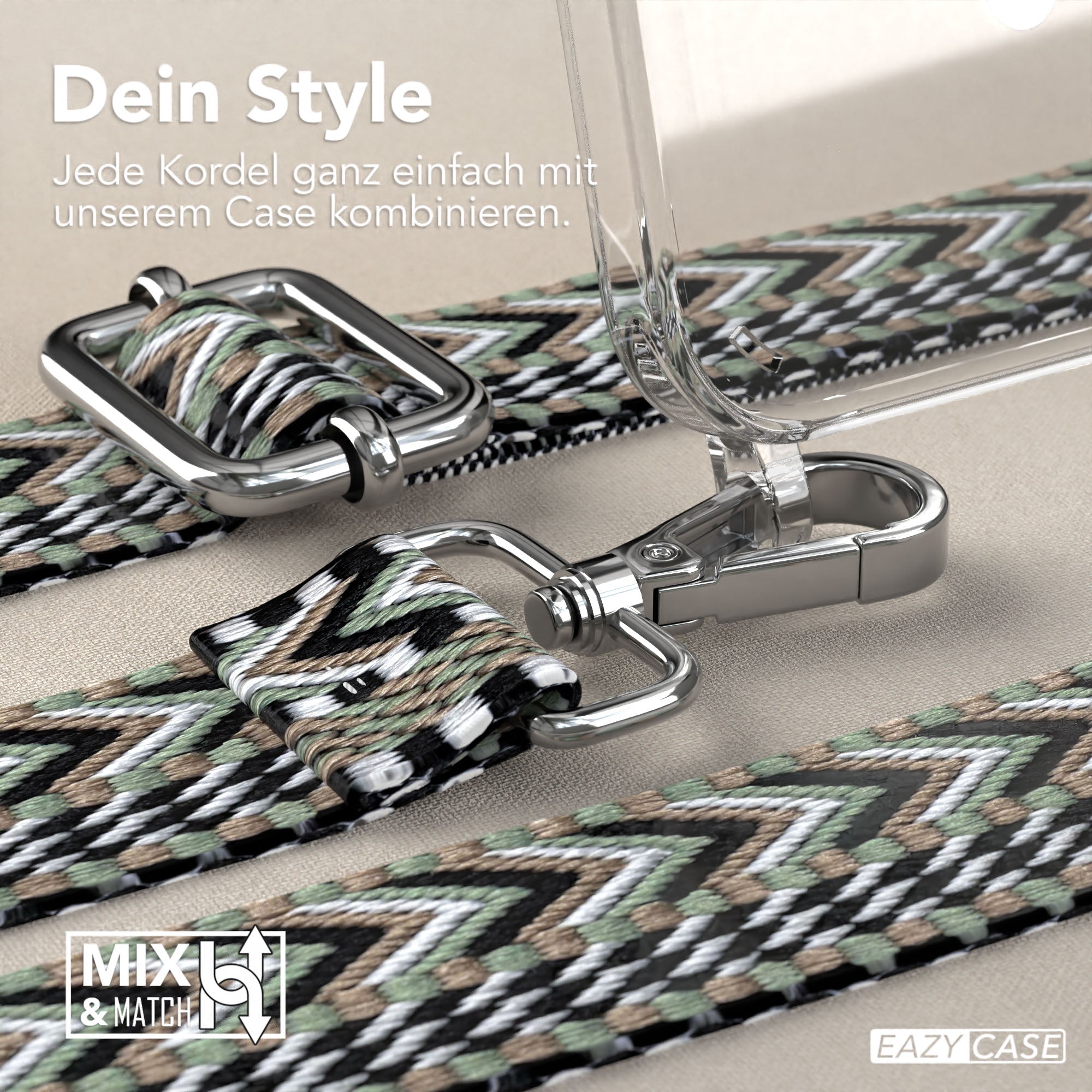 iPhone 15 Plus MagSafe Handykette mit verstellbarem Boho Band Set