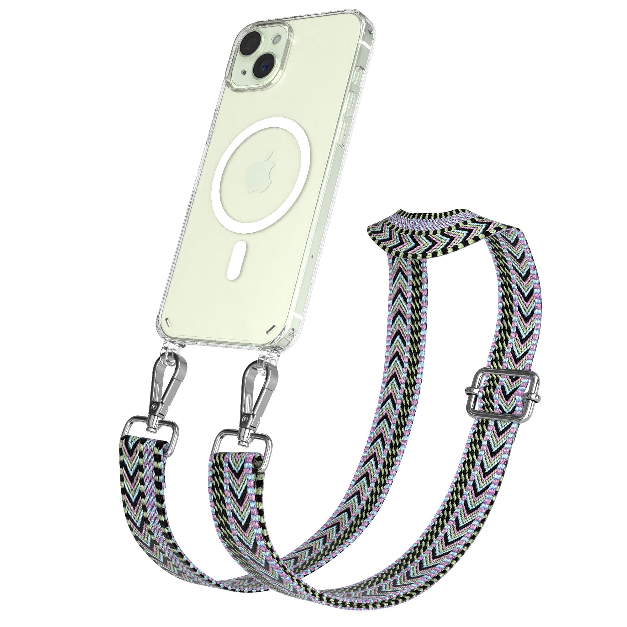 iPhone 15 Plus MagSafe Handykette mit verstellbarem Boho Band Set