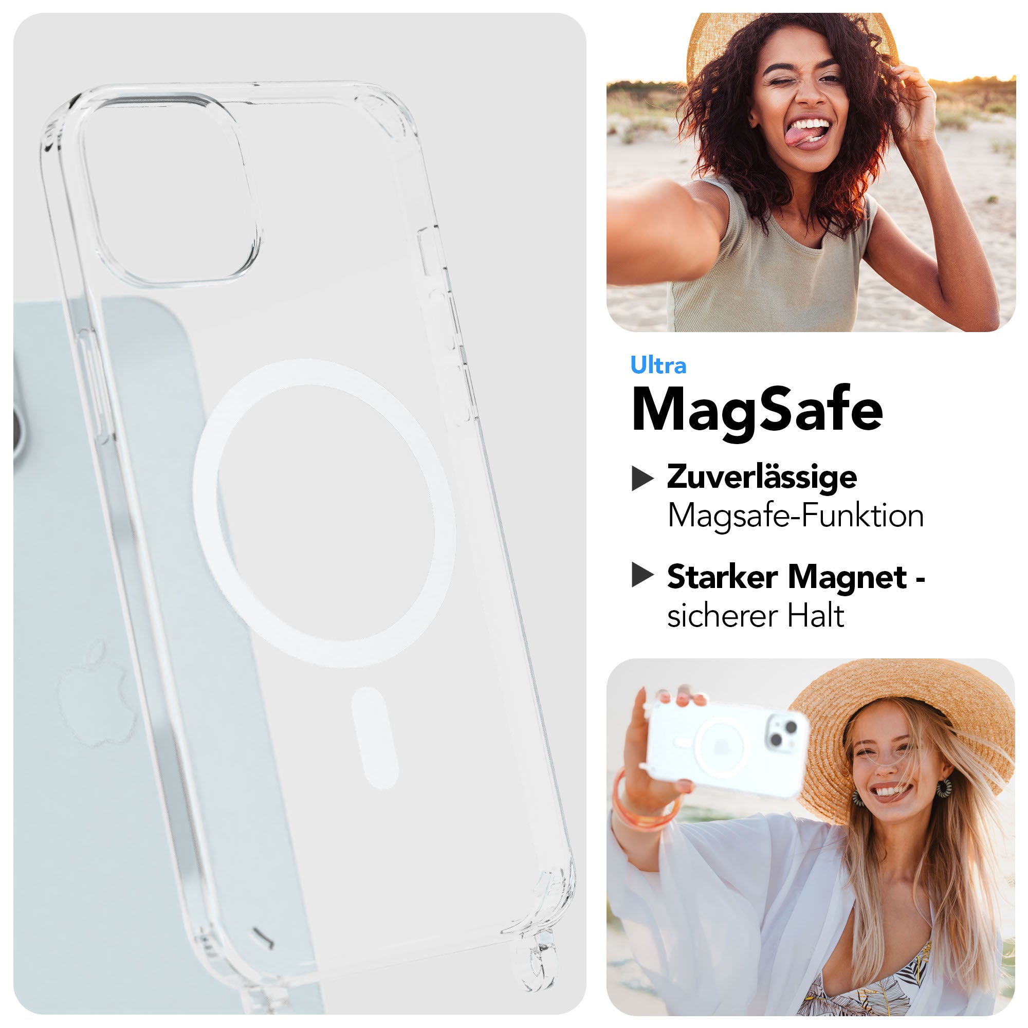iPhone 15 Plus MagSafe Handykette mit verstellbarem Boho Band Set
