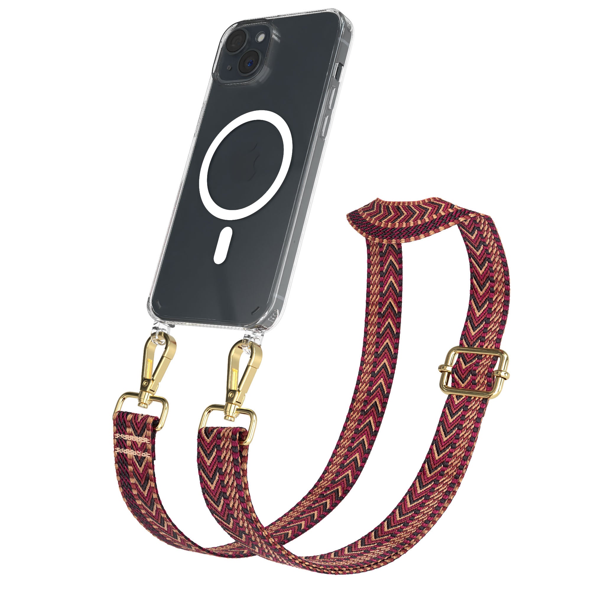 iPhone 15 Plus MagSafe Handykette mit verstellbarem Boho Band Set
