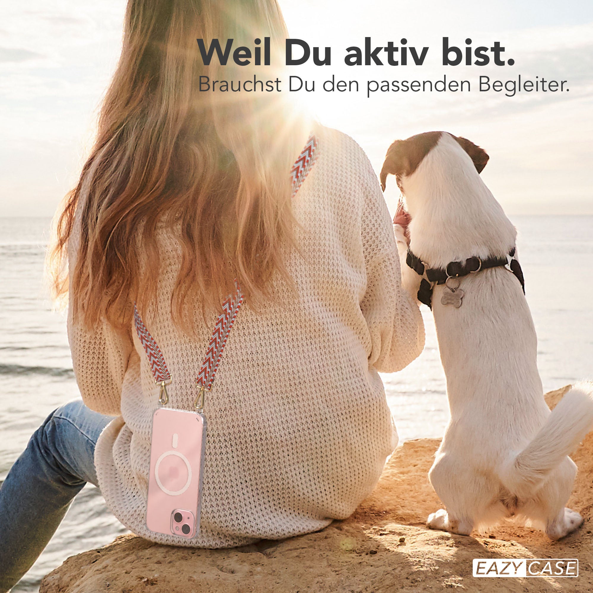 iPhone 15 Plus MagSafe Handykette mit verstellbarem Boho Band Set